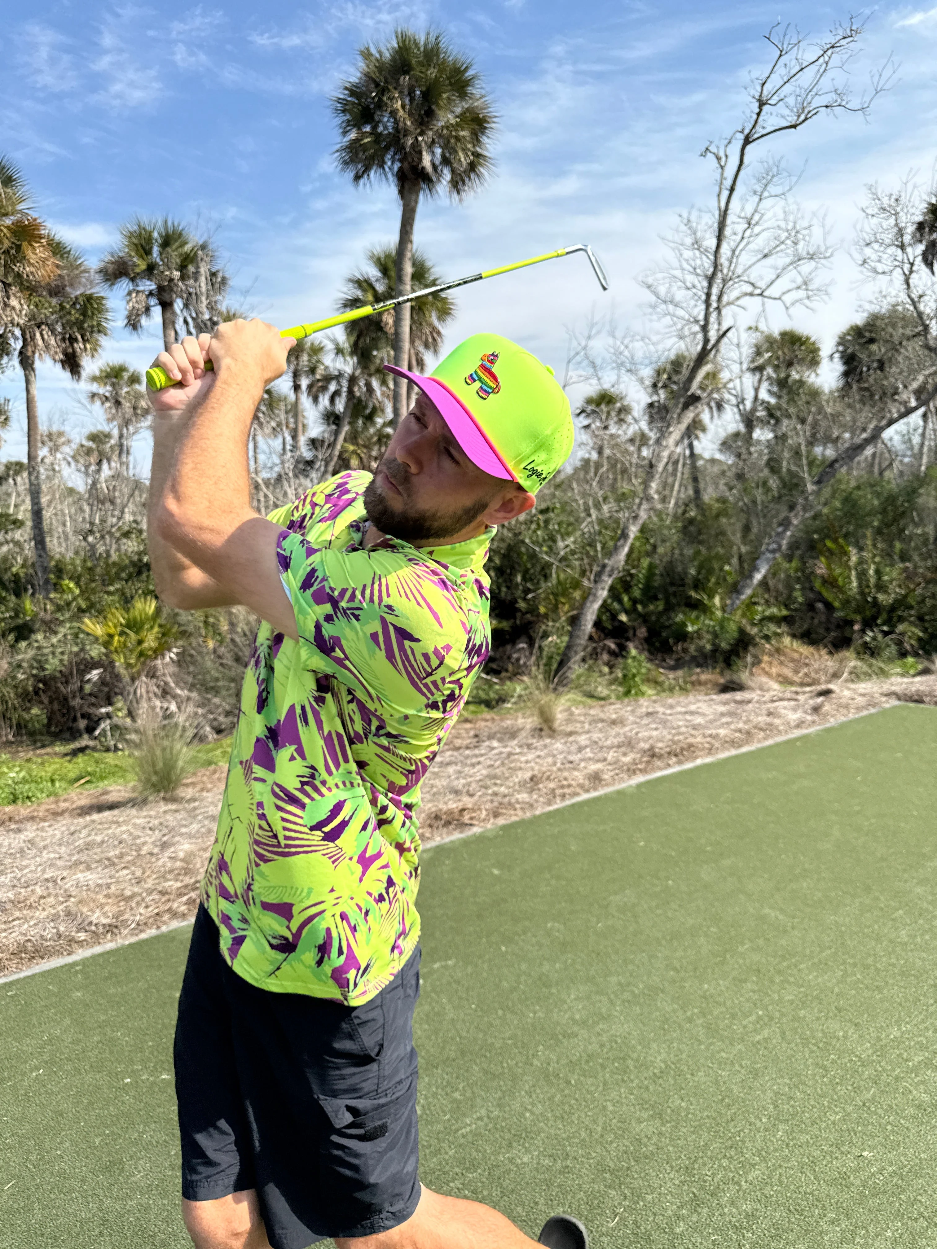 I'd Hit That Piñata Golf Hat | Snapback Cap | Built-in Magnetic Ball Marker Holder + Marker Included | Adjustable | Llama Multicolor - Image 7