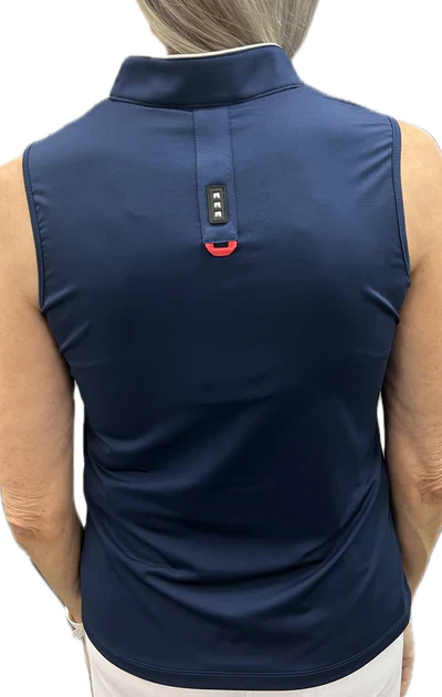 Jamie Sadock Spirit Basic Collection: Women's Sleeveless Shirt-Navy with Studded Stars - Image 2