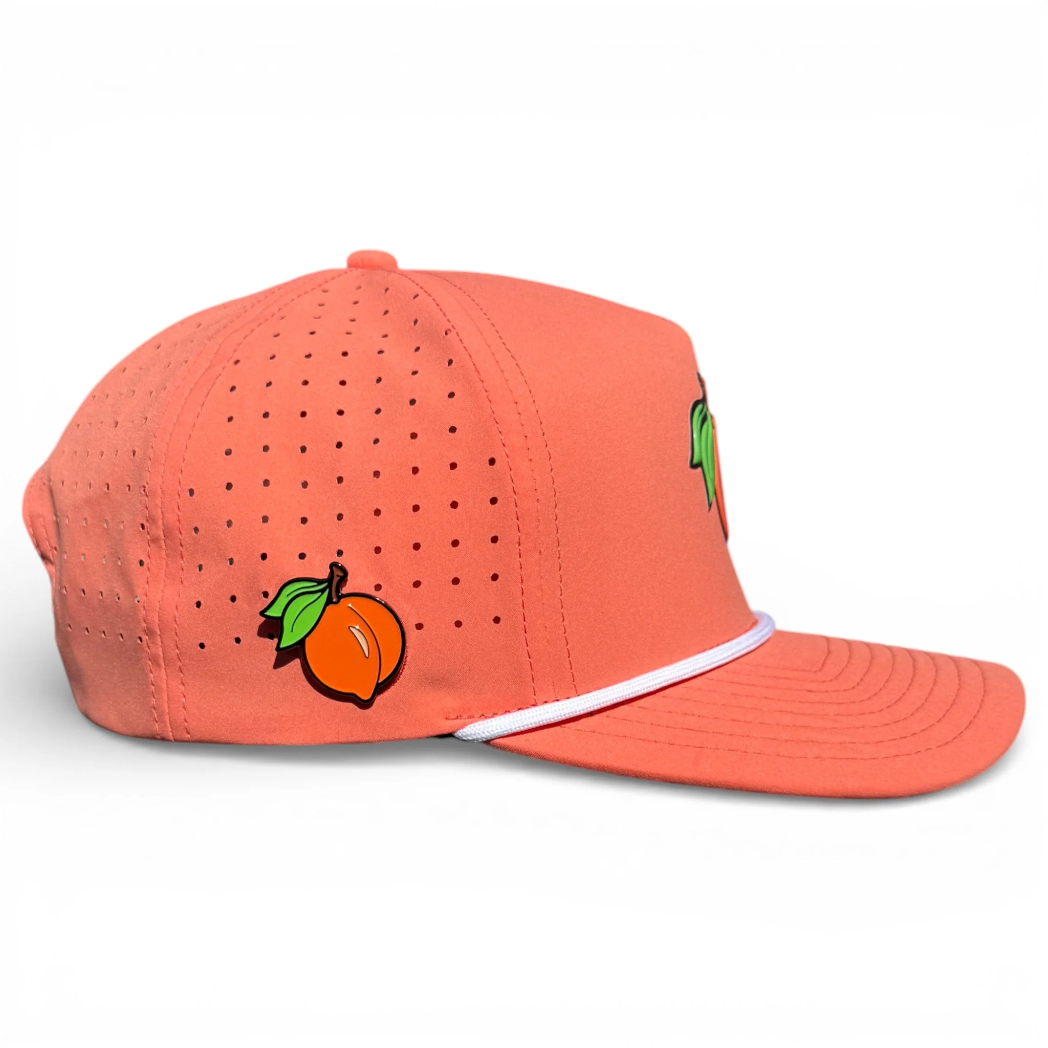 Just Peachy Golf Hat | Snapback Cap | Built-in Magnetic Ball Marker Holder + Marker Included | Adjustable Peach - Image 3