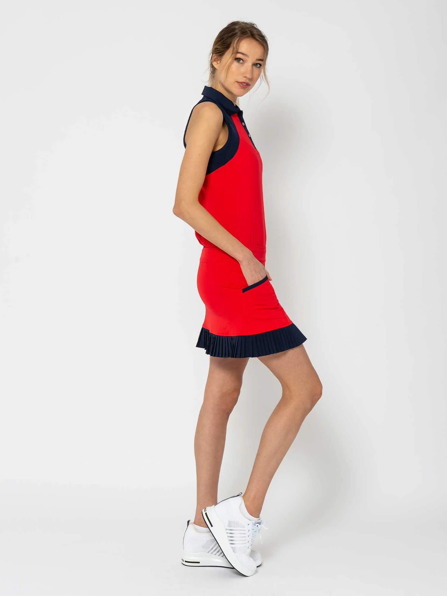 Kai 17" Pleated Skirt - Poppy/Midnight - Image 6