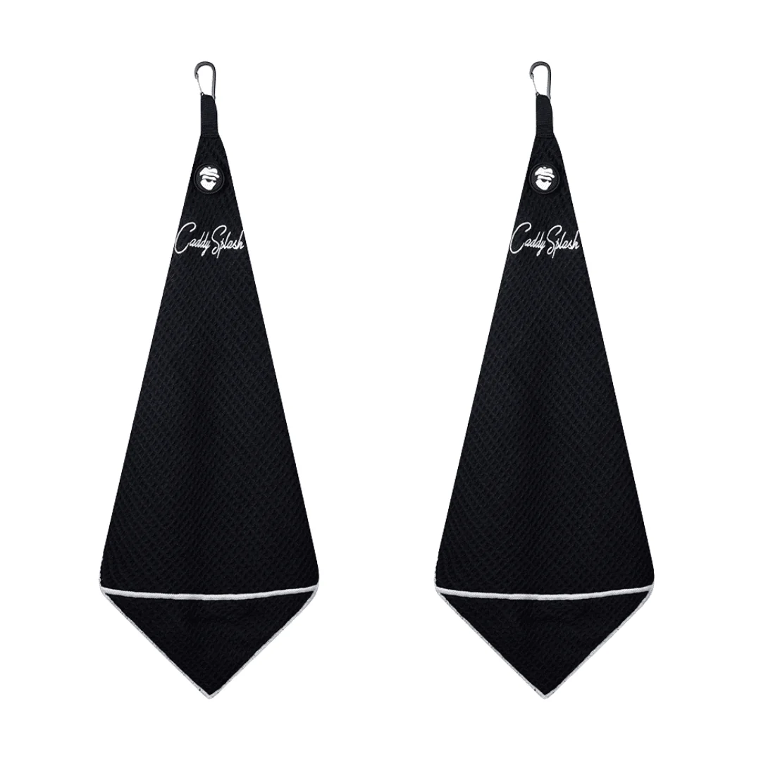 Magnetic Golf Towel with Ball Pocket - Black - Image 10