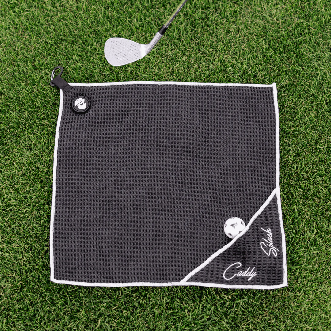 Magnetic Golf Towel with Ball Pocket - Black - Image 2