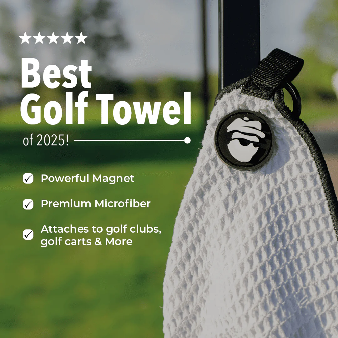 Magnetic Golf Towel with Ball Pocket - White - Image 4