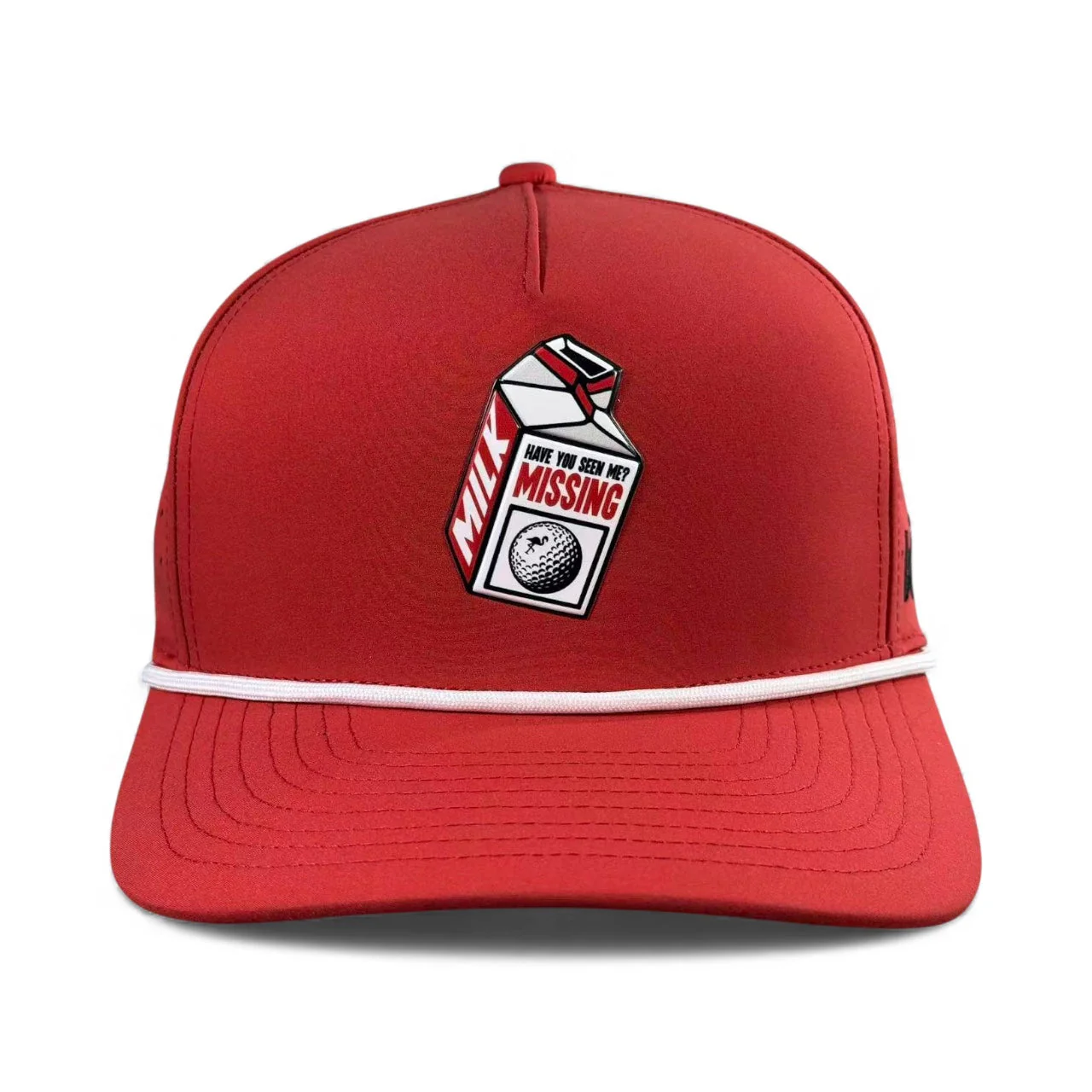Missing Milk Golf Hat | Snapback Cap | Built-in Magnetic Ball Marker Holder + Marker Included | Missing Golf Ball | Adjustable Red - Image 2