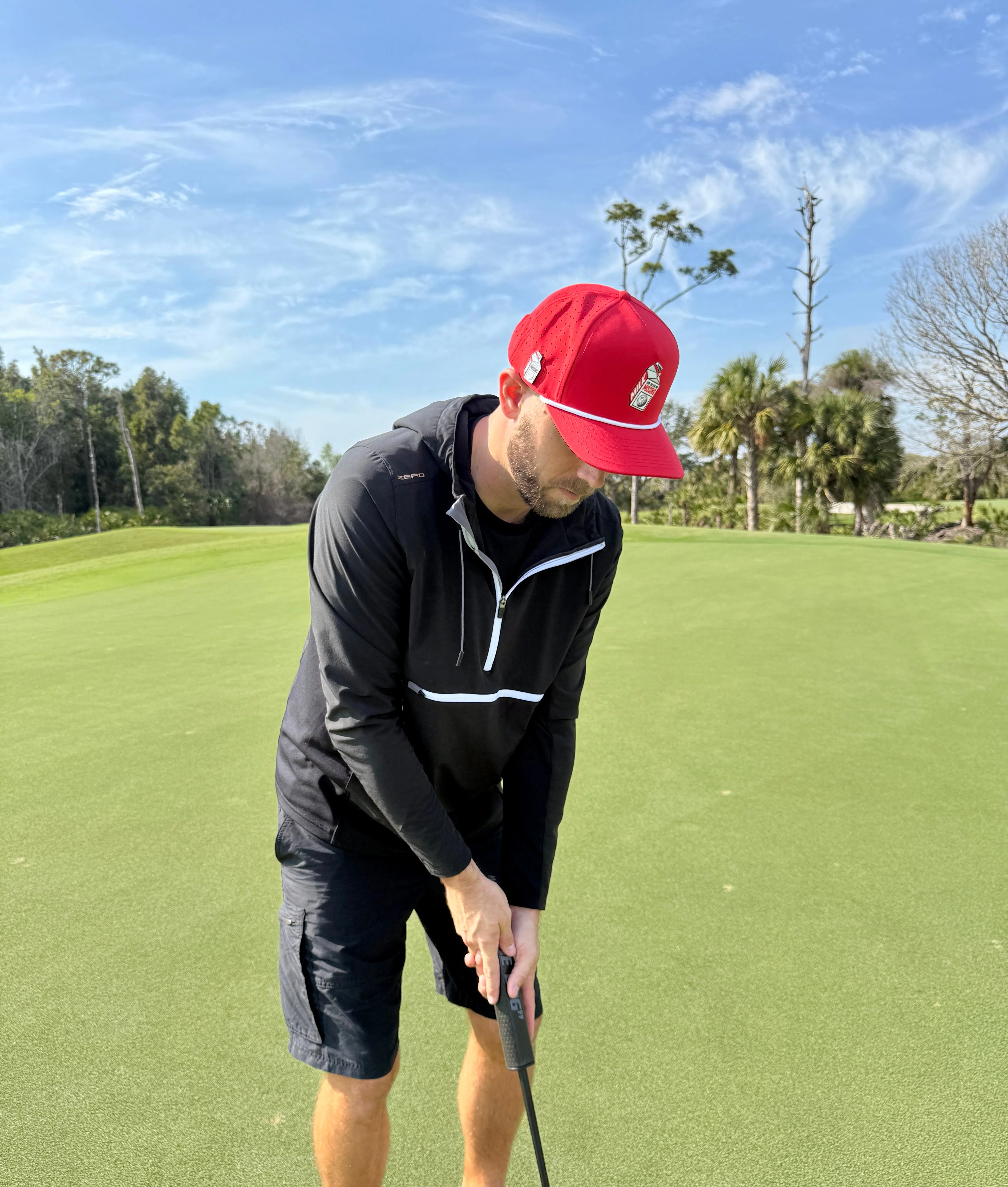 Missing Milk Golf Hat | Snapback Cap | Built-in Magnetic Ball Marker Holder + Marker Included | Missing Golf Ball | Adjustable Red - Image 3