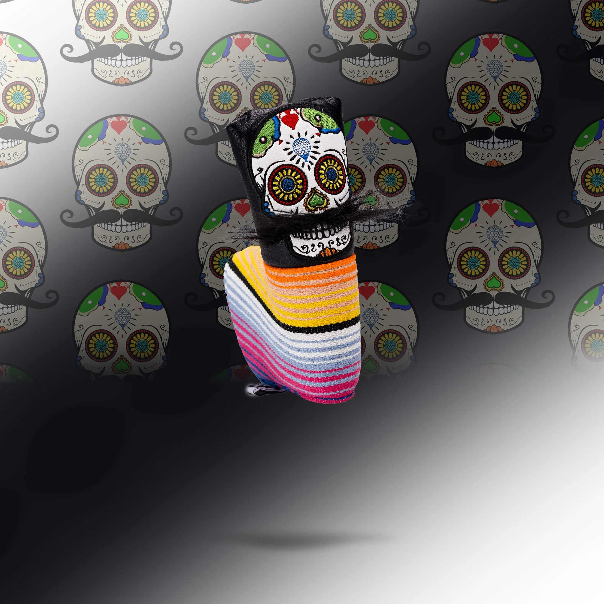 Mustache Sugar Skull - Blade Putter Cover Black - Image 6