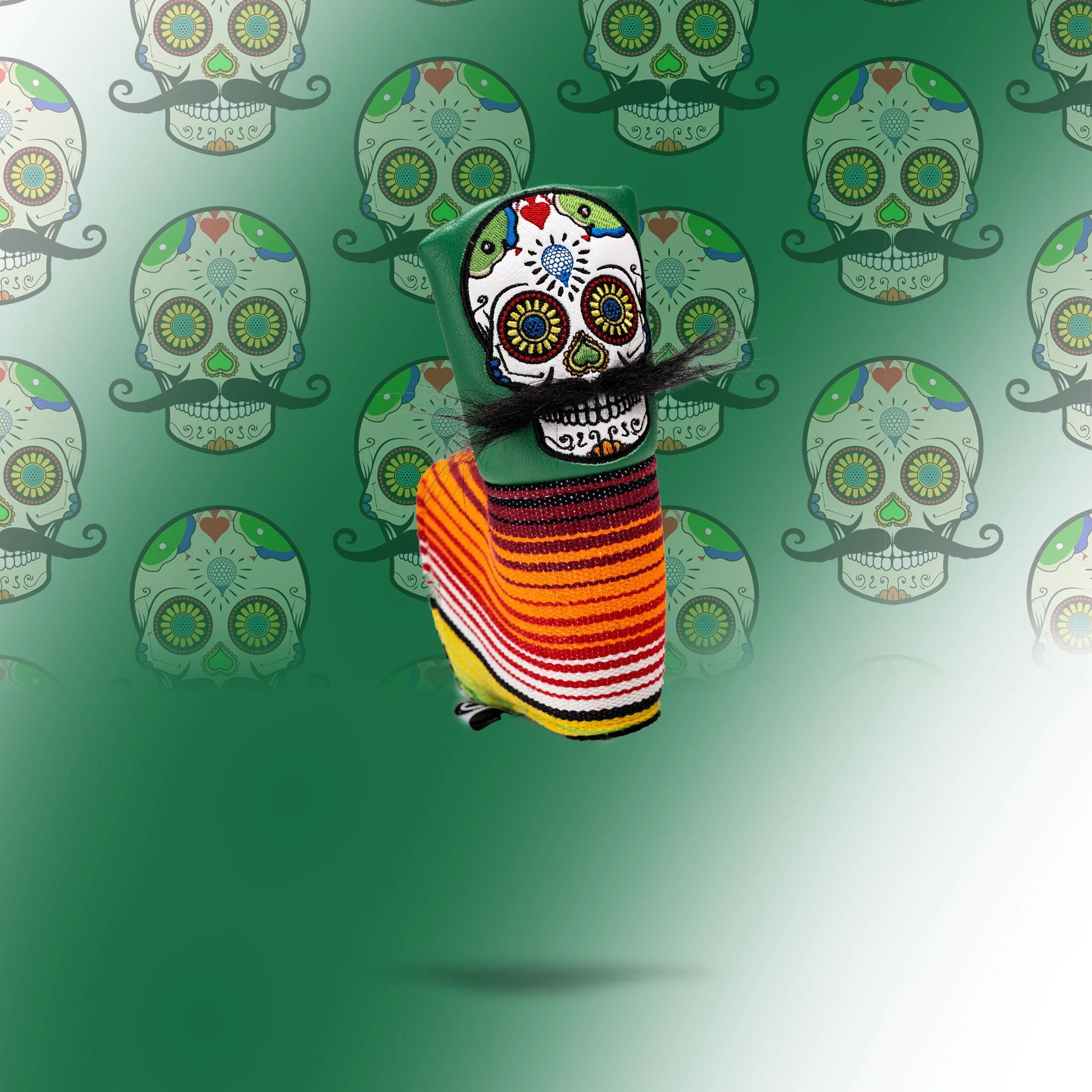 Mustache Sugar Skull - Blade Putter Cover Green - Image 6