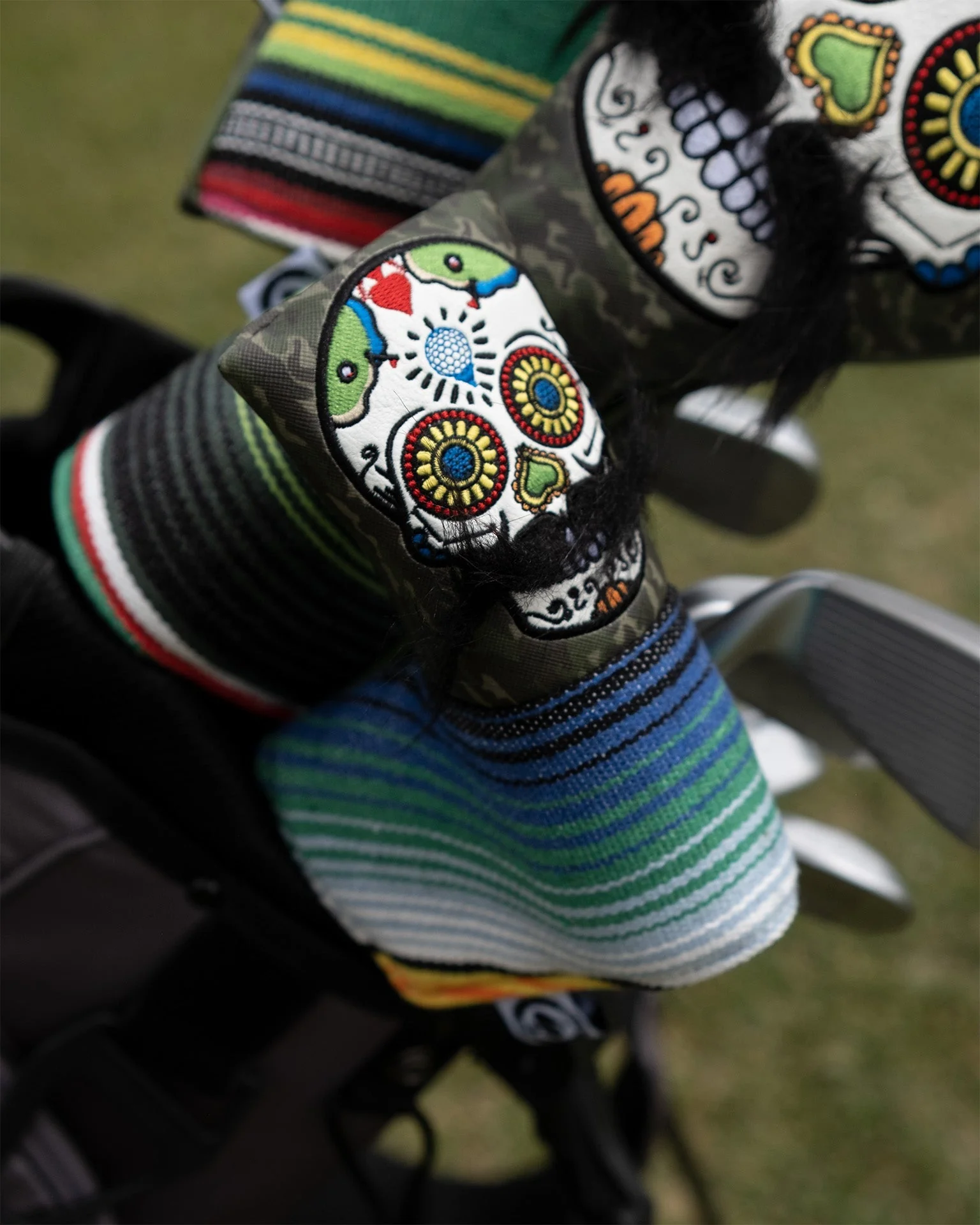 Mustache Sugar Skull - Blade Putter Cover Green Camo - Image 7