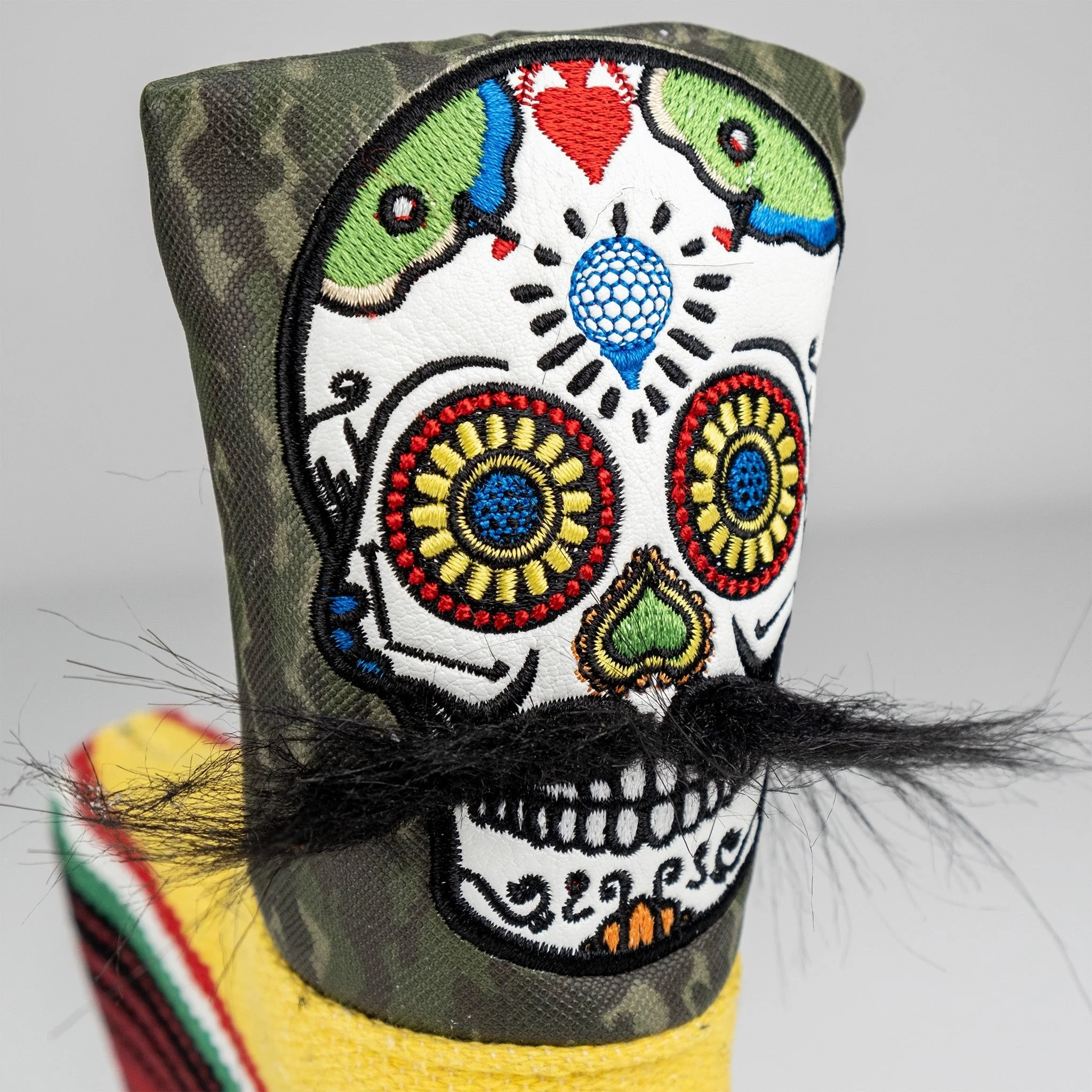 Mustache Sugar Skull - Blade Putter Cover Green Camo - Image 9