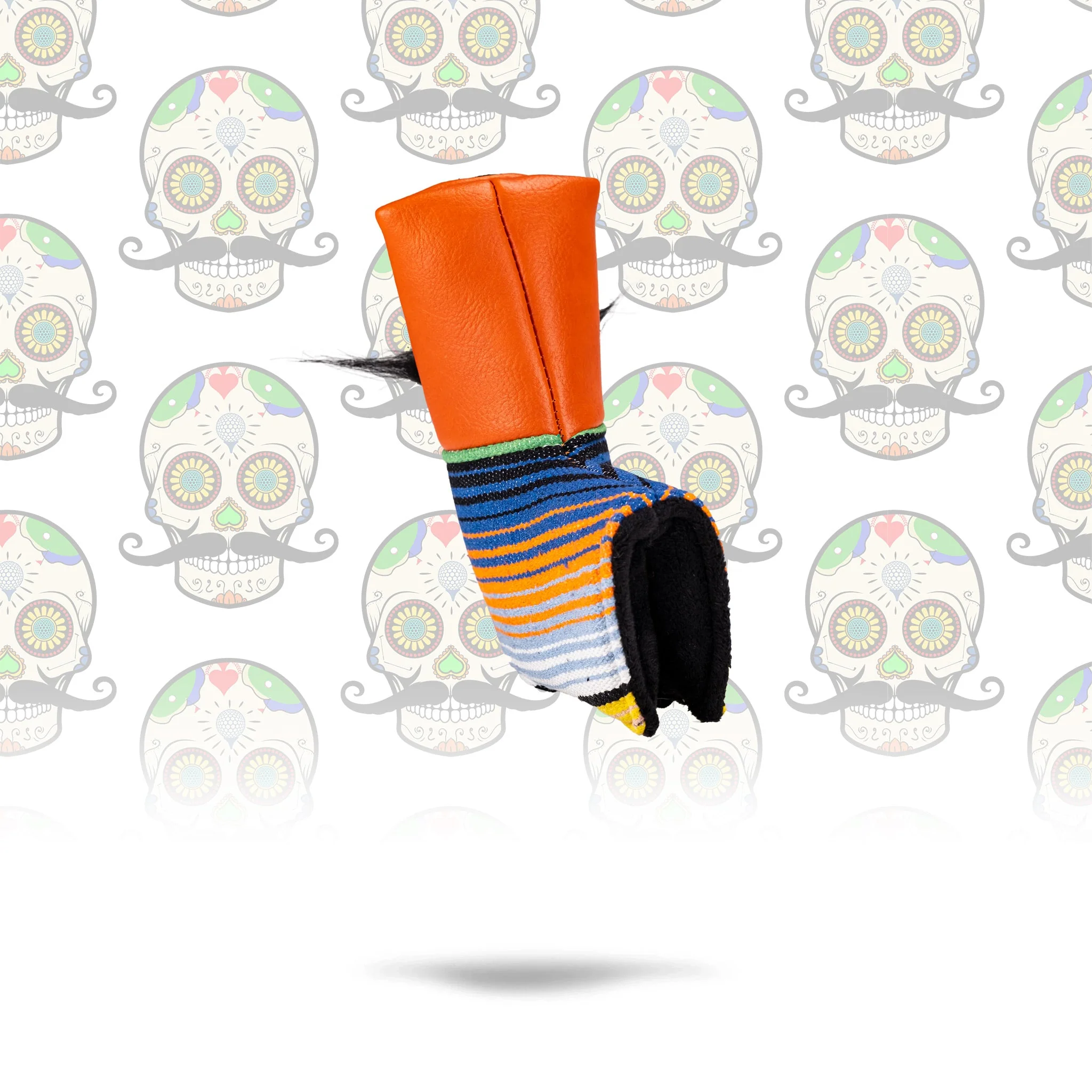 Mustache Sugar Skull - Blade Putter Cover Orange - Image 2