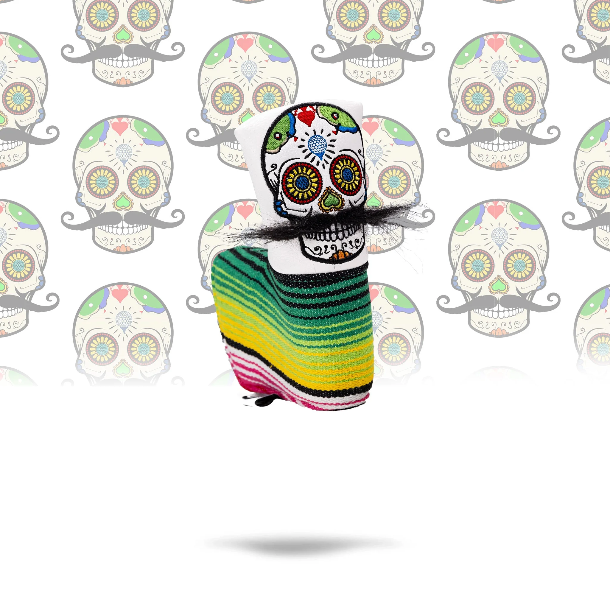 Mustache Sugar Skull - Blade Putter Cover White - Image 12