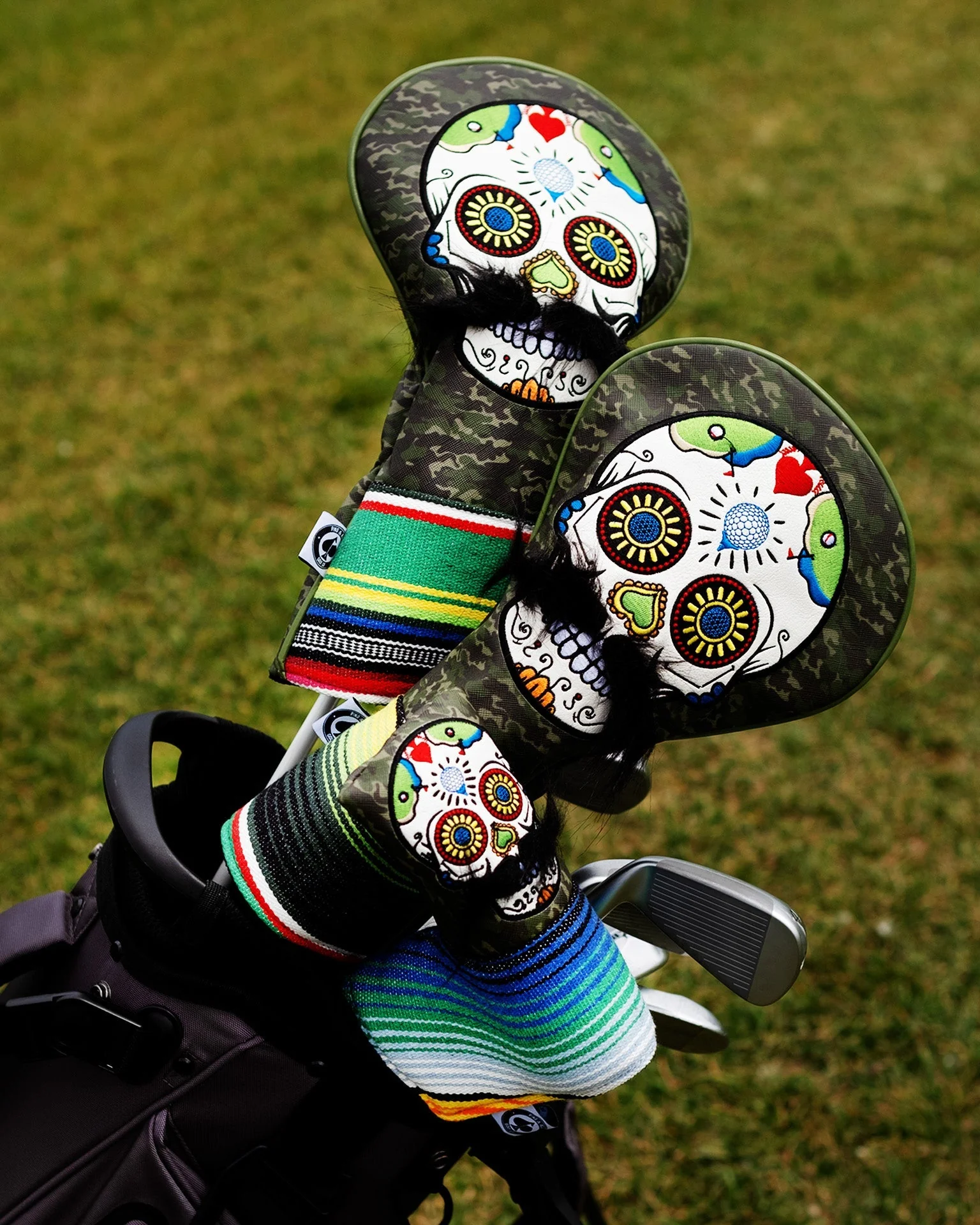 Mustache Sugar Skull - Fairway Cover Green Camo - Image 5