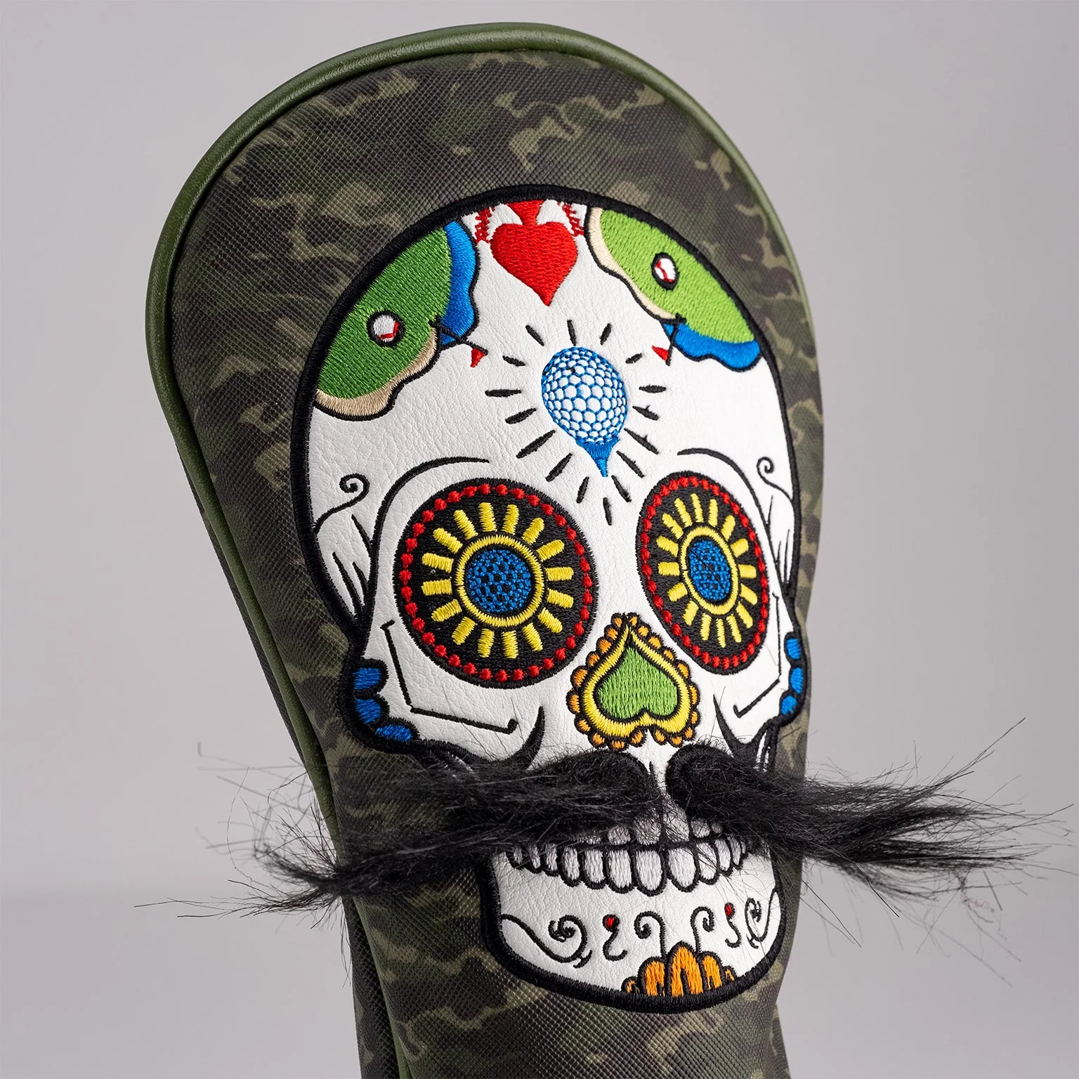 Mustache Sugar Skull - Fairway Cover Green Camo - Image 6