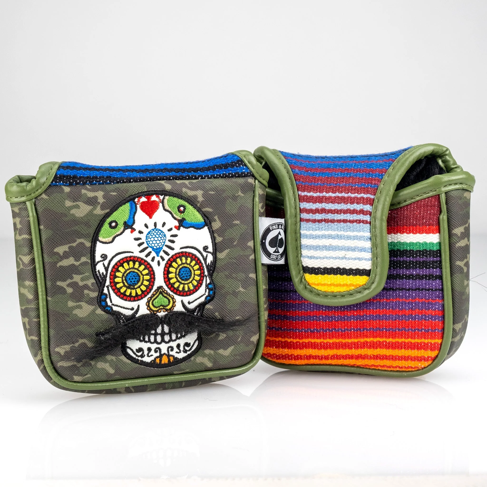 Mustache Sugar Skull - Mallet Putter Cover Green Camo - Image 5