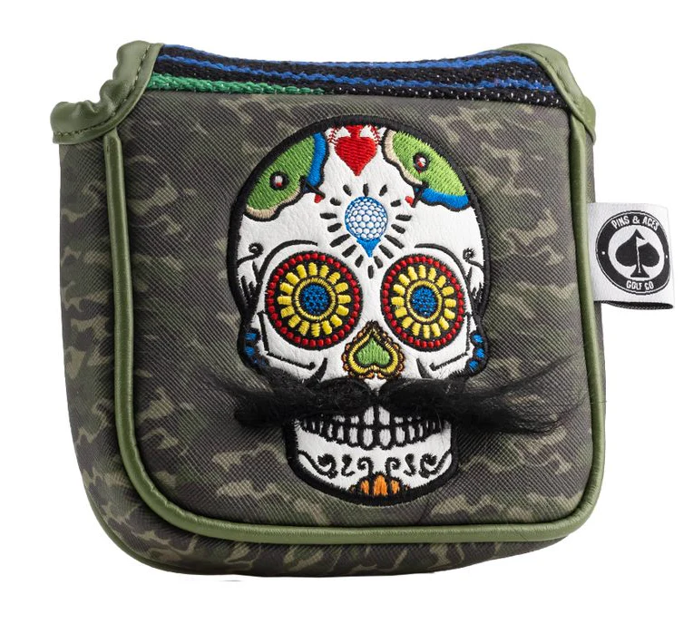 Mustache Sugar Skull - Mallet Putter Cover Green Camo - Image 8