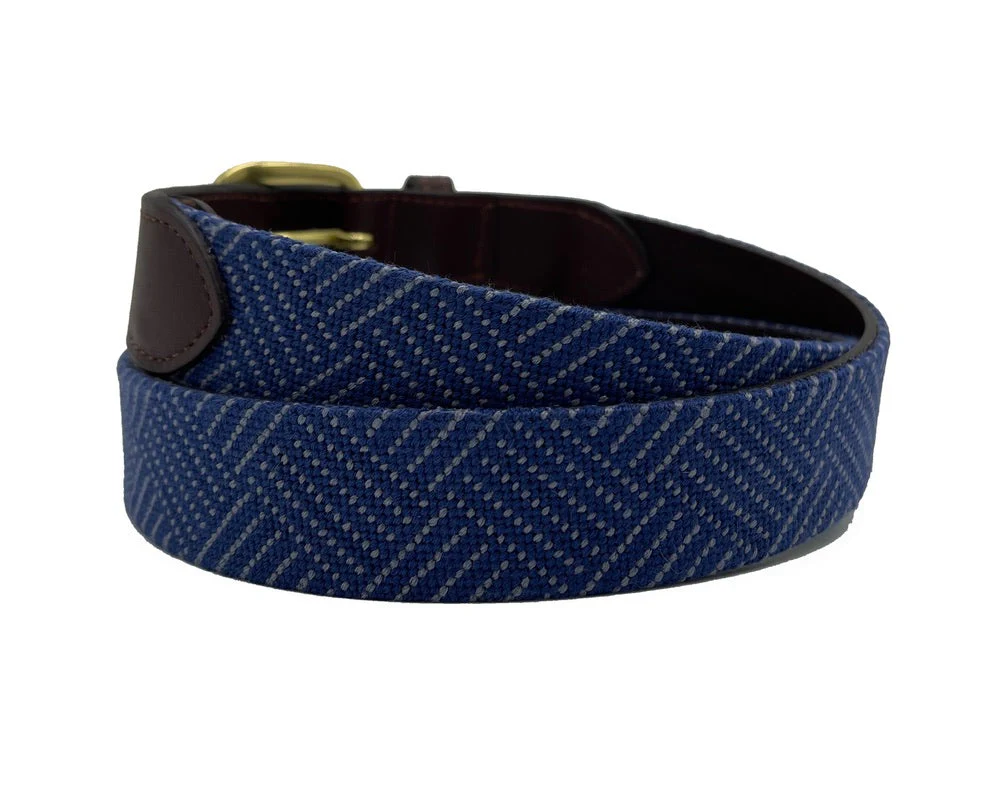 Needlepoint Texture Basketweave Steel Grey and Navy Blue - Image 4