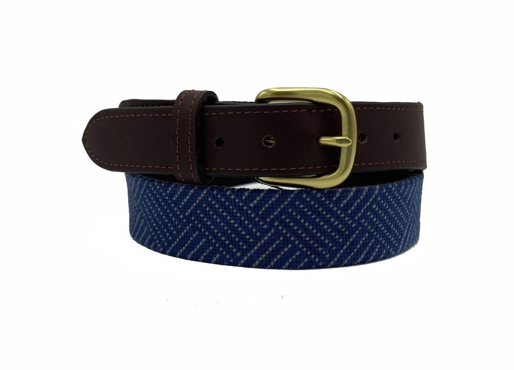 Needlepoint Texture Basketweave Steel Grey and Navy Blue - Image 6