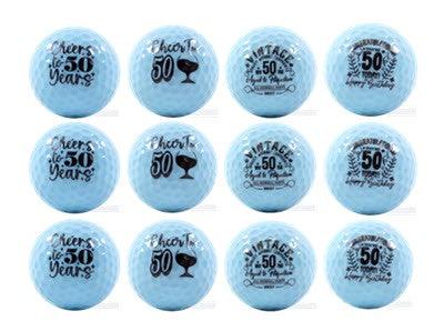 New Novelty Happy 50th Birthday Blue Mix of Golf Balls - Image 2