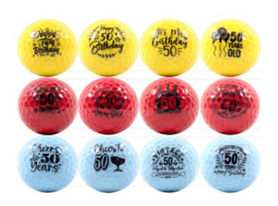 New Novelty Happy 50th Birthday Color Mix of Golf Balls