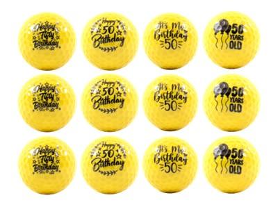 New Novelty Happy 50th Birthday Yellow Mix of Golf Balls