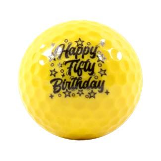 New Novelty Happy 50th Birthday Yellow Mix of Golf Balls - Image 2