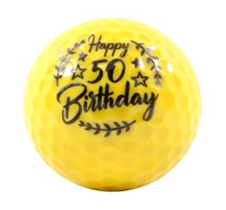 New Novelty Happy 50th Birthday Yellow Mix of Golf Balls - Image 3