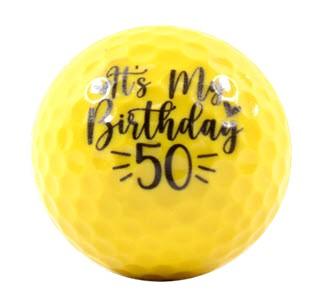 New Novelty Happy 50th Birthday Yellow Mix of Golf Balls - Image 4
