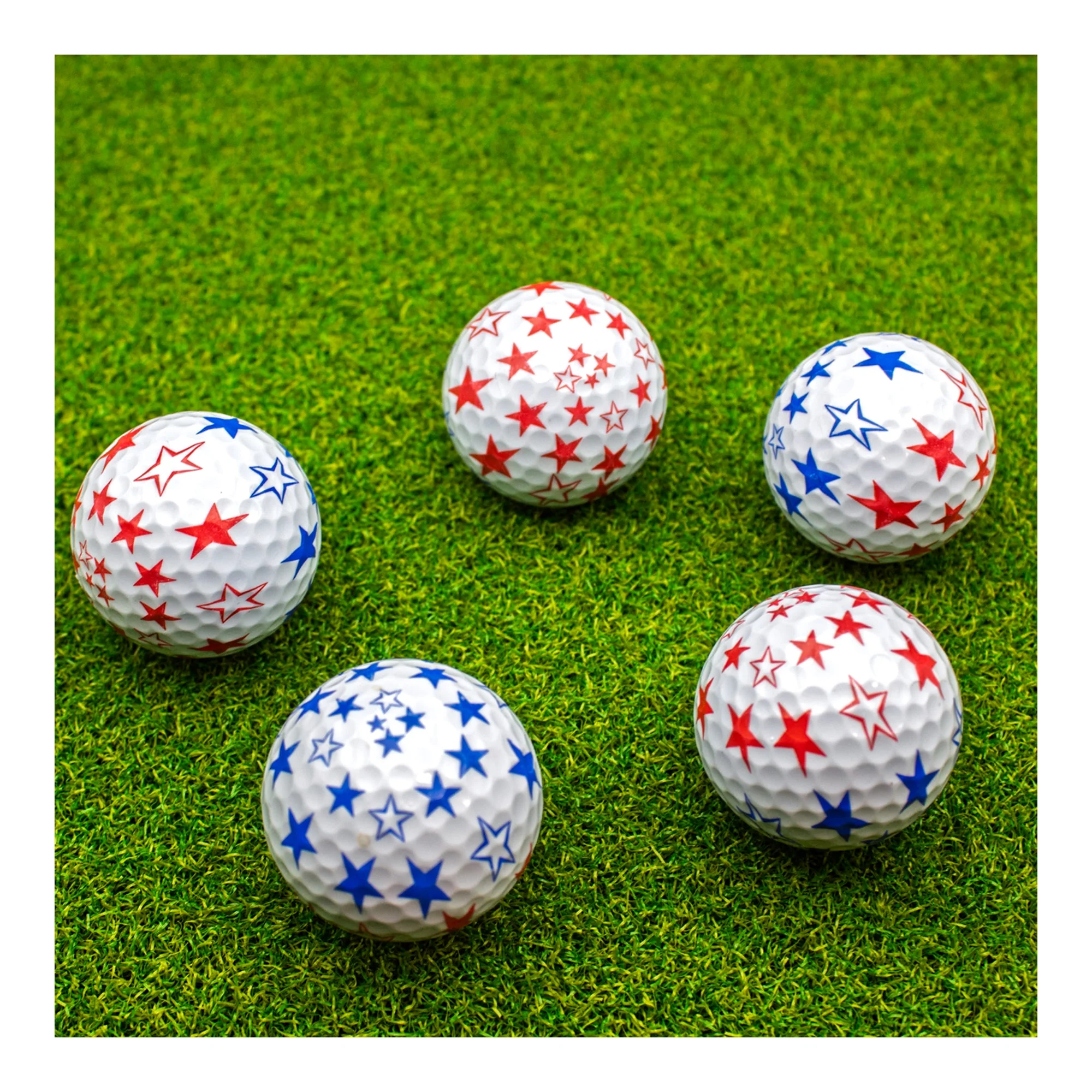 New Novelty Patriotic Red and Blue Stars Golf Balls - Image 3