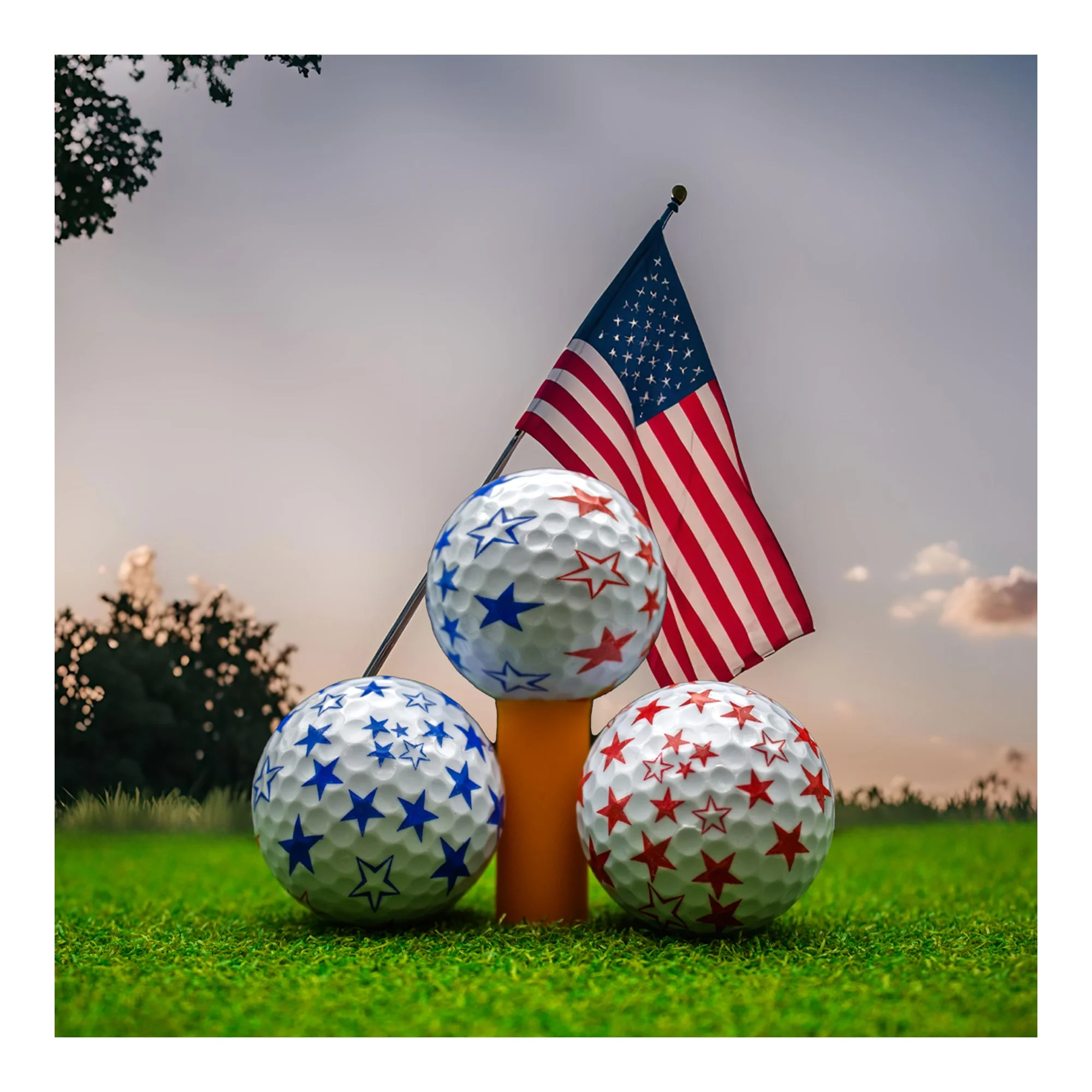 New Novelty Patriotic Red and Blue Stars Golf Balls - Image 4