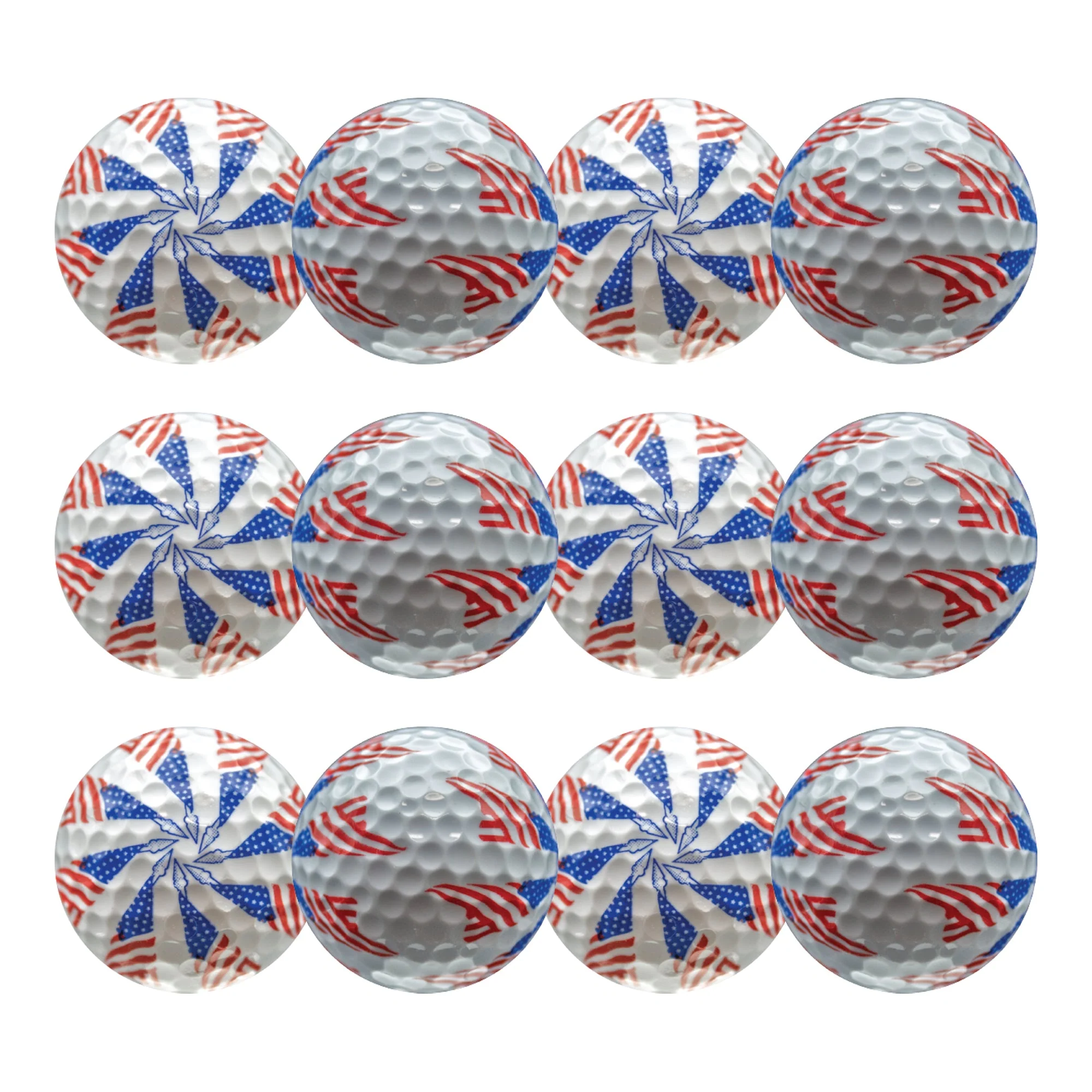New Novelty Patriotic Stars and Stripes Pinwheel Golf Balls - Image 2