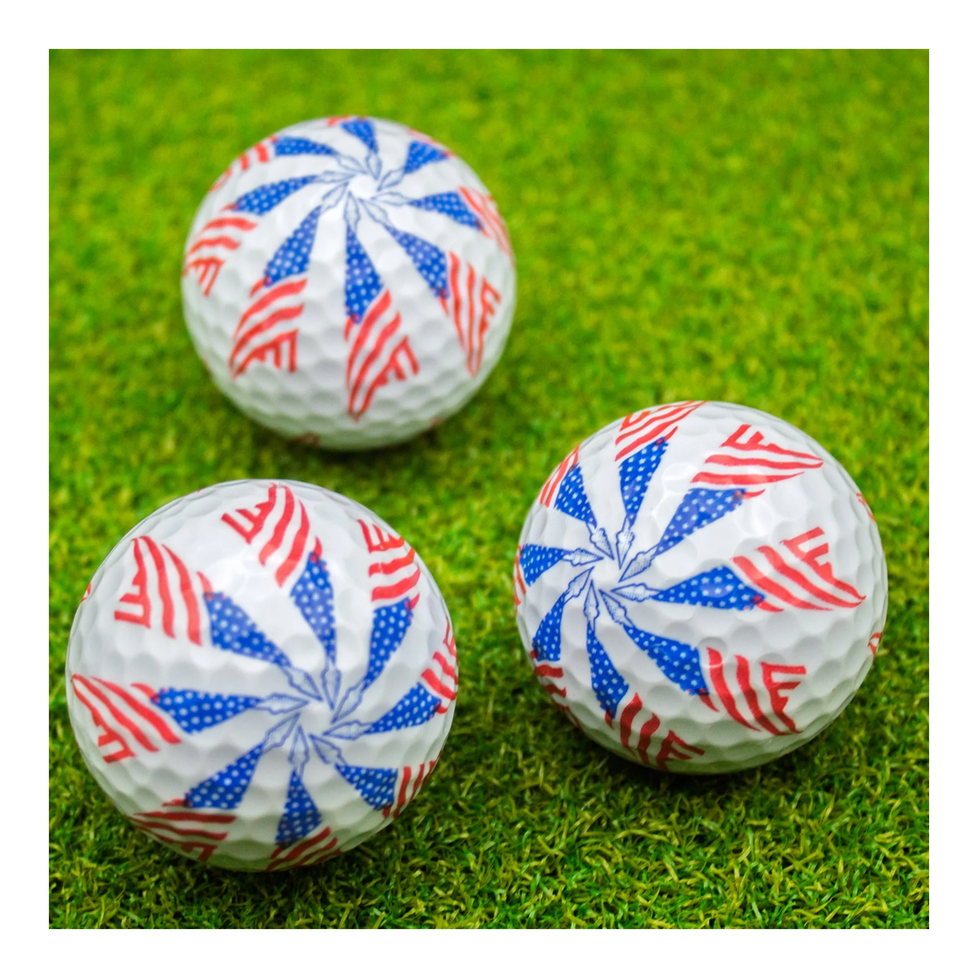 New Novelty Patriotic Stars and Stripes Pinwheel Golf Balls - Image 3