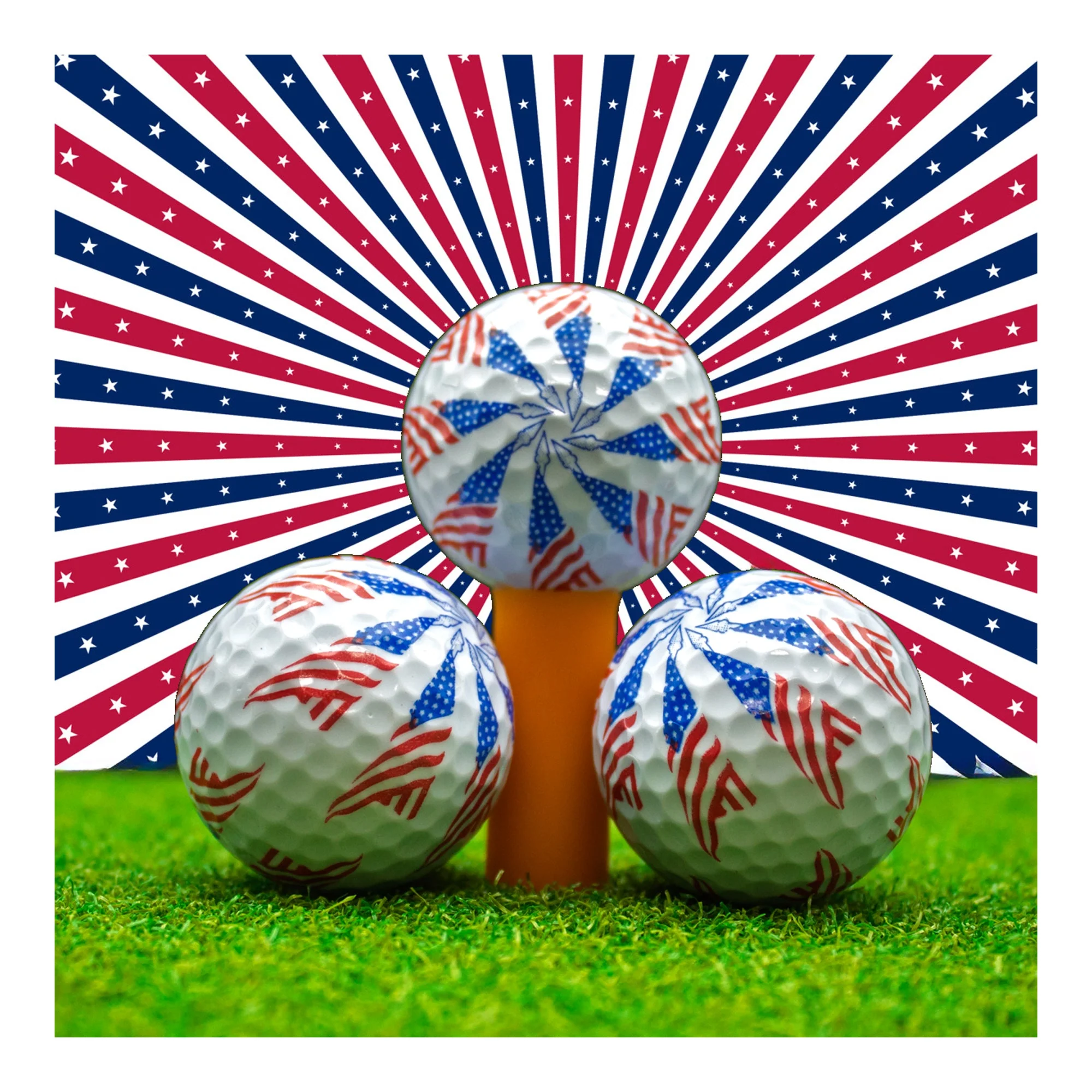 New Novelty Patriotic Stars and Stripes Pinwheel Golf Balls - Image 4