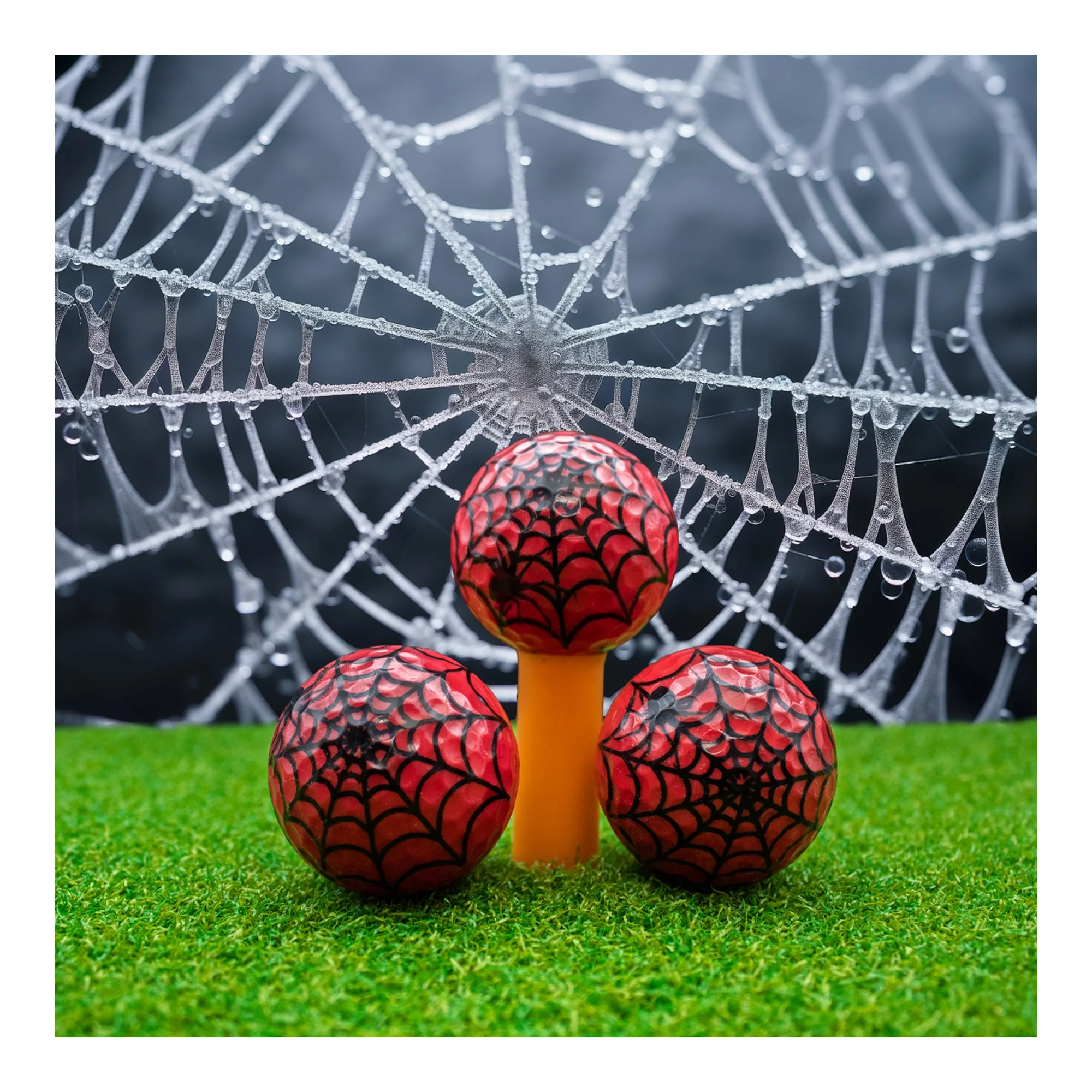 New Novelty Red Spider Web Golf Balls - Image 3
