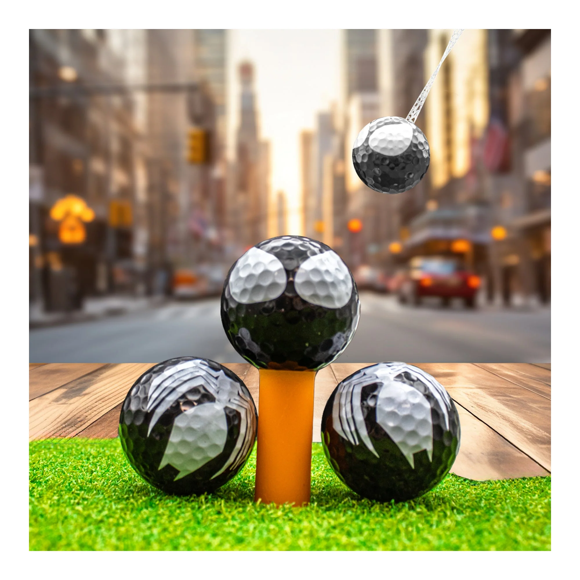 New Novelty Symbiote Spider Face Golf Balls - Image 3