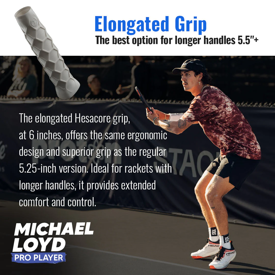 Pickleball Elongated Grip - 6 Inches Long - Regular Soft Feel - White - Image 3