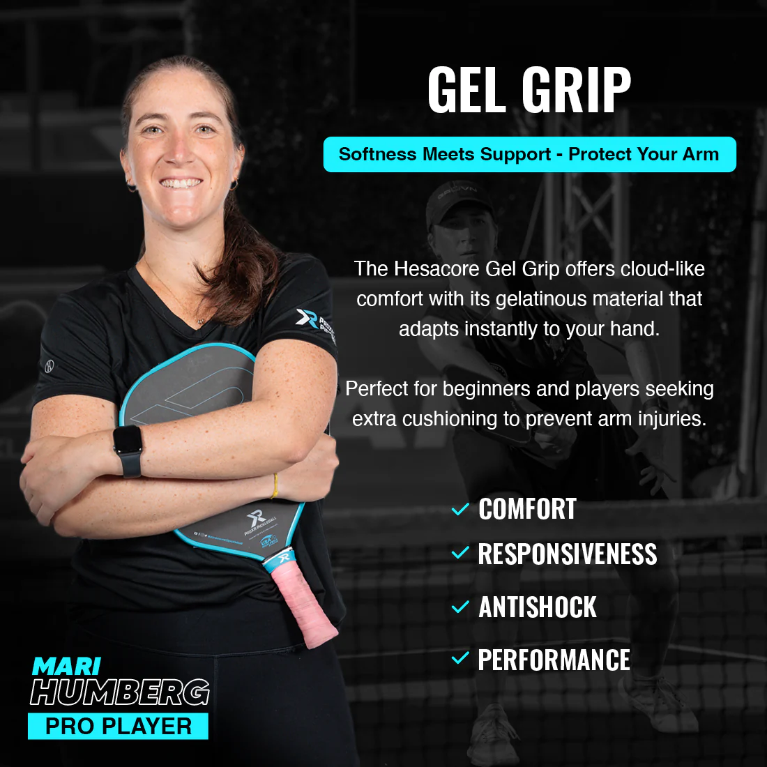 Pickleball Gel Grip - 5.25 Inches Long - Soft Feel - Light Blue - Image 2