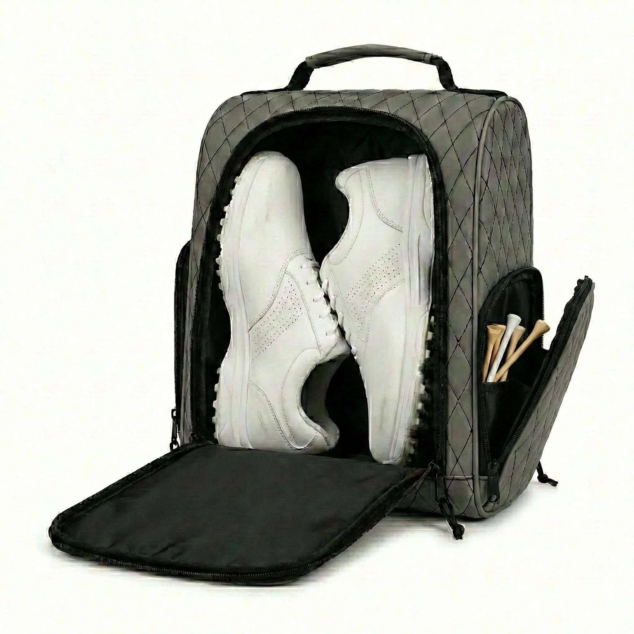 Premium Golf Shoe Bag – Vented Leather Shoe Storage - Image 3