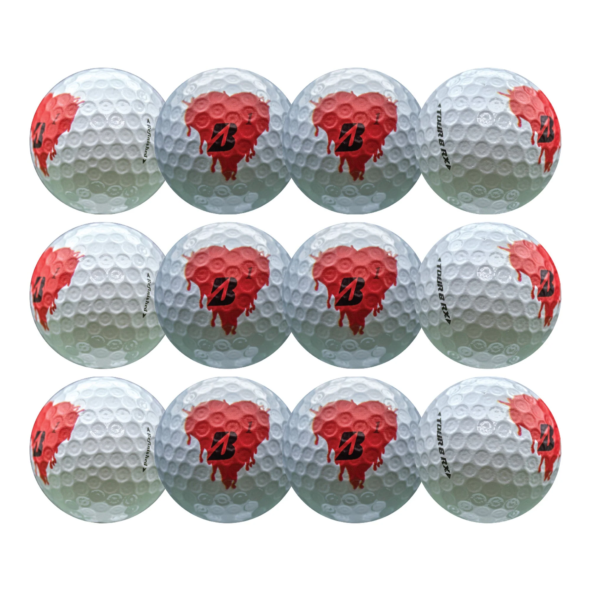 Refurbished Bridgestone Tour B RX Bleeding Hearts Golf Balls - Image 4