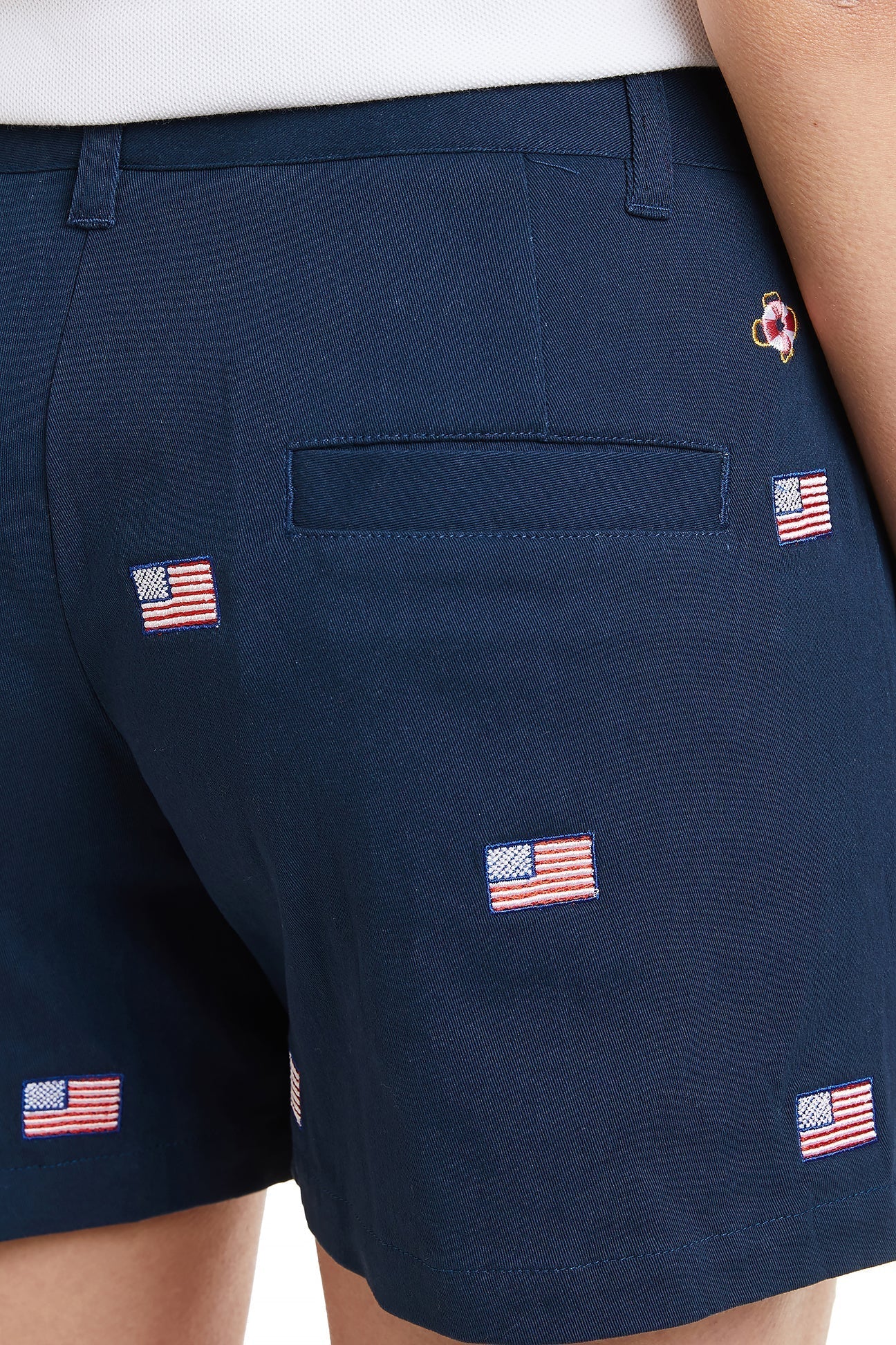 Sailing Short Stretch Twill Nantucket Navy with American Flag - Image 2