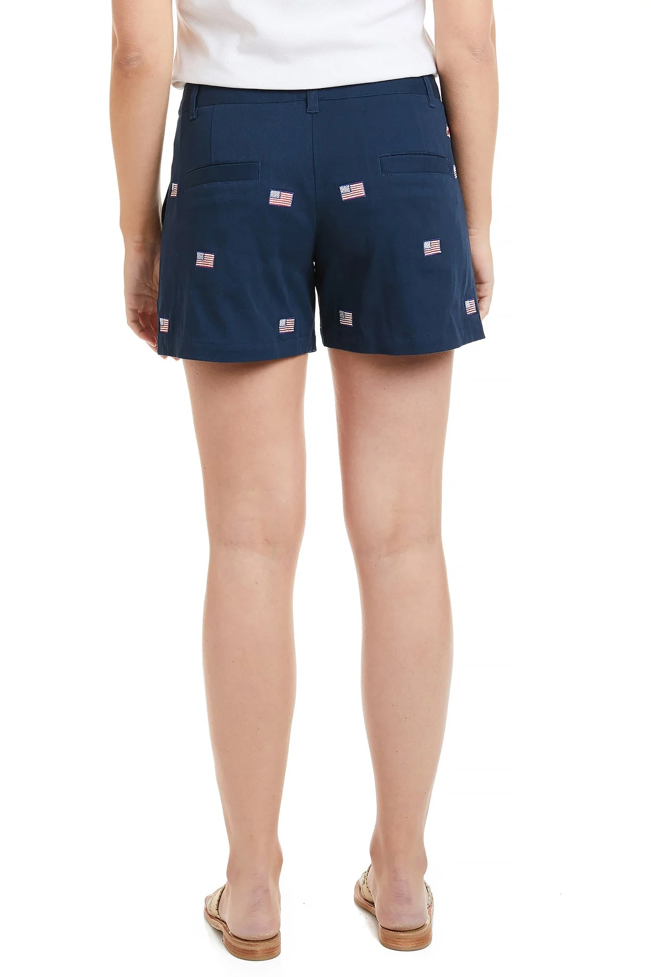 Sailing Short Stretch Twill Nantucket Navy with American Flag - Image 4