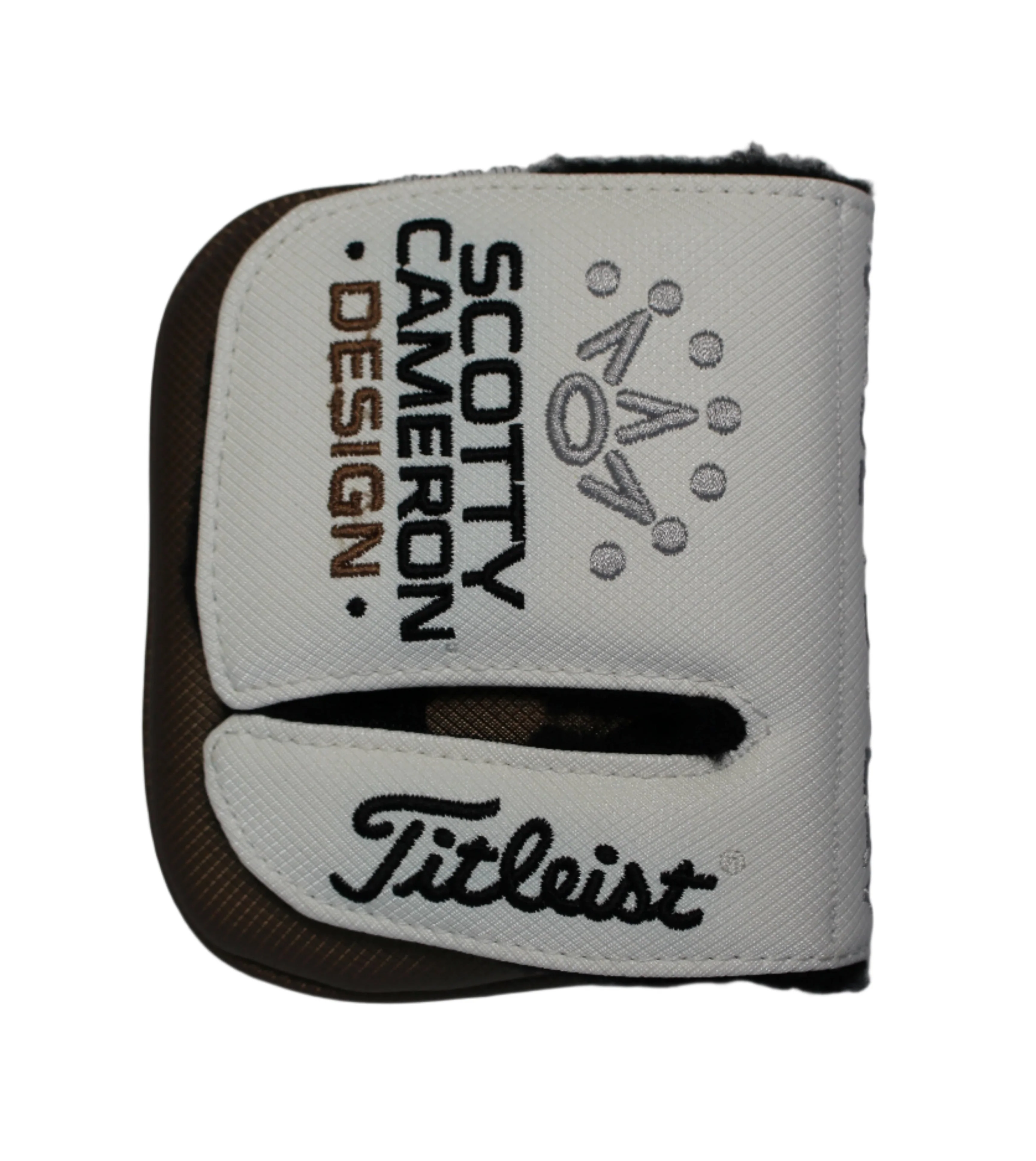 Scotty Cameron - Cameron & Crown "Made to Play" White/Brown Left Hand Mid-Square Mallet Putter Headcover - Image 2