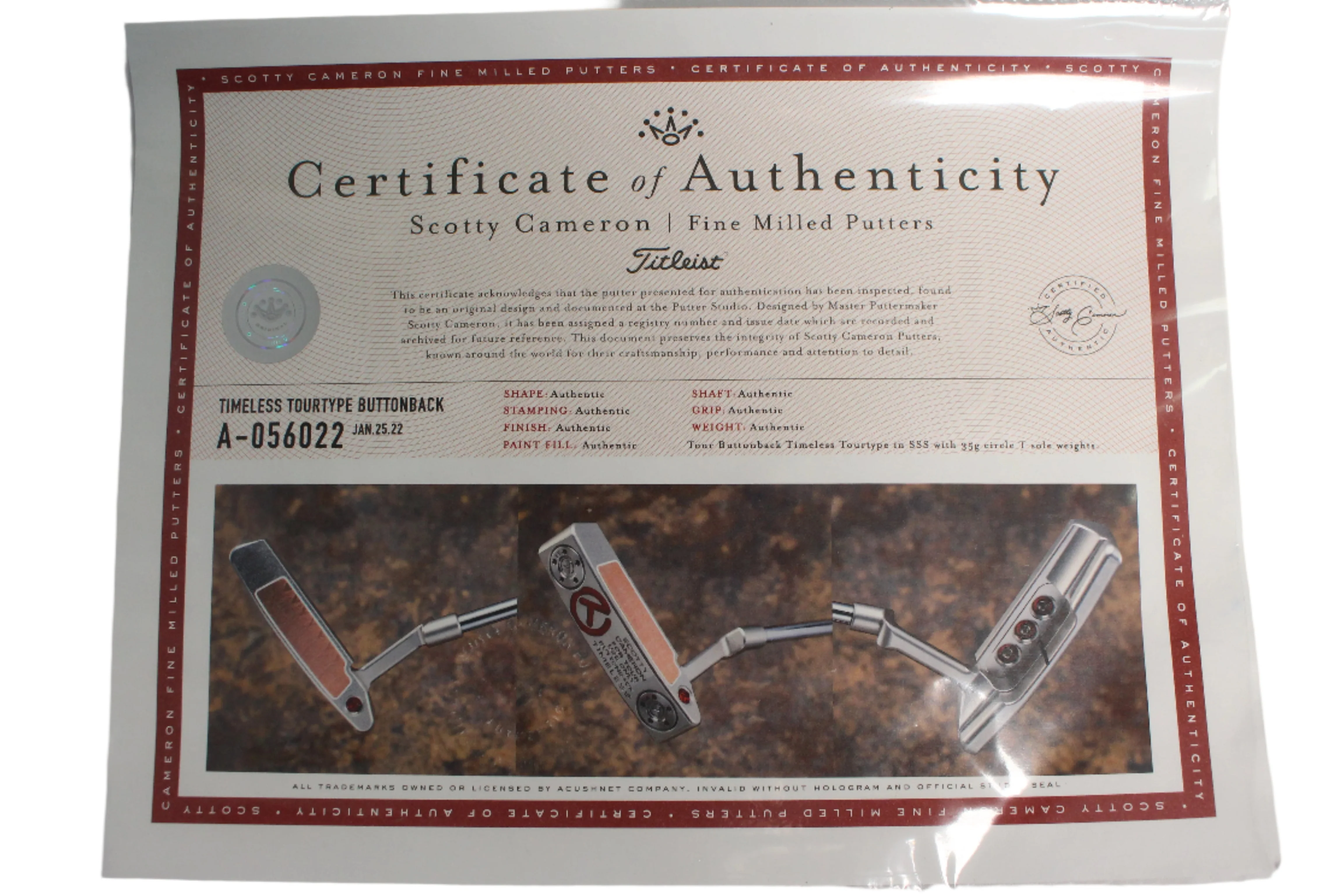 Scotty Cameron Tour Only SSS (Circle T) ButtonBack Teryllium Blade Putter - Image 6