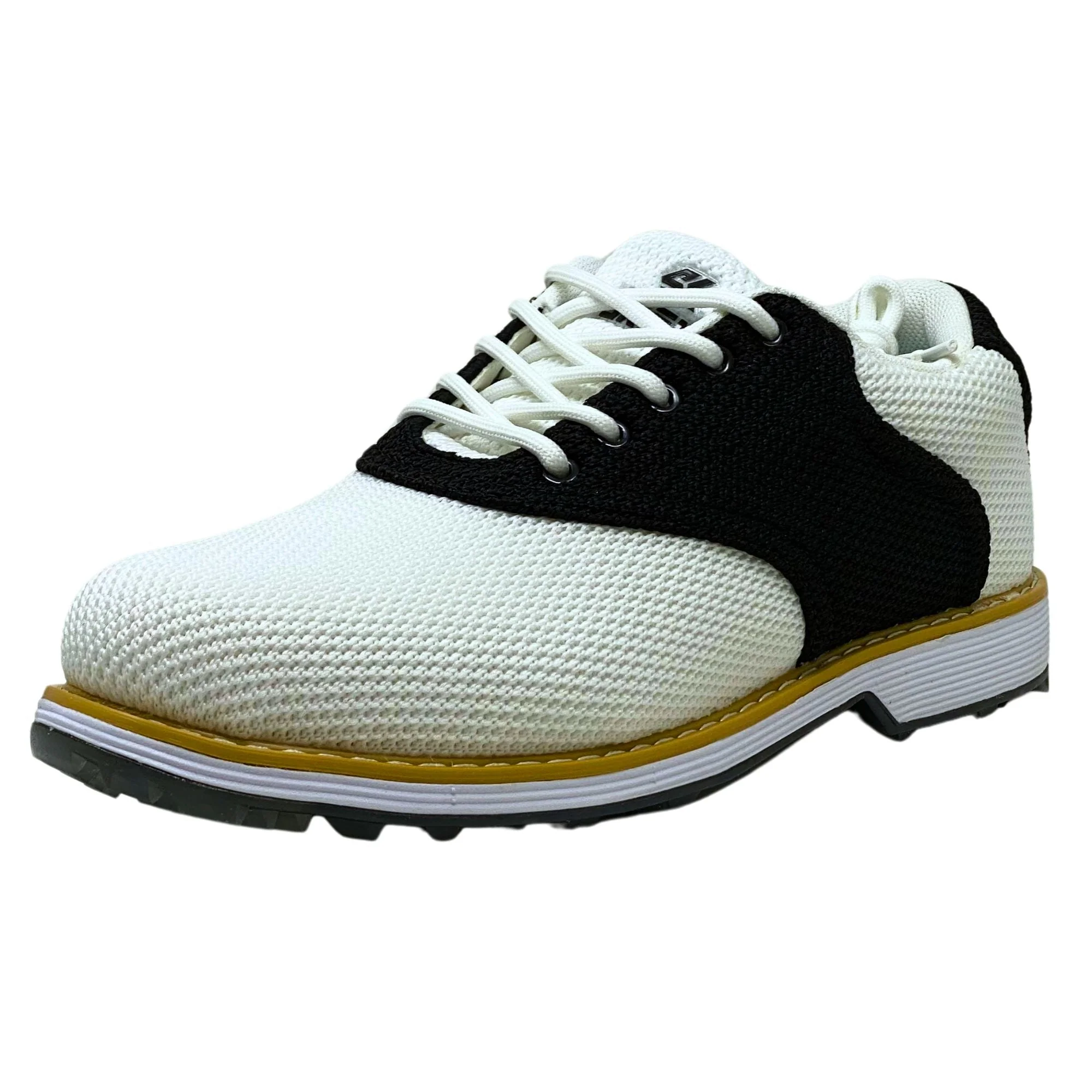 SKŌNI Men's Golf Shoe Waterproof- Black/White Saddle - Image 2