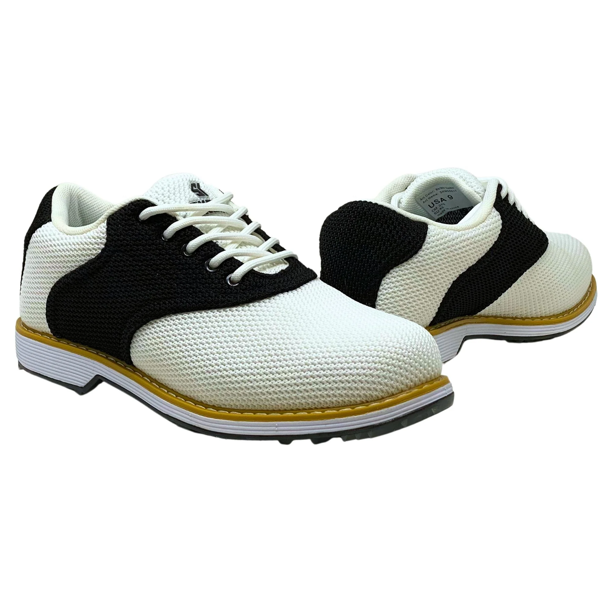 SKŌNI Men's Golf Shoe Waterproof- Black/White Saddle - Image 3