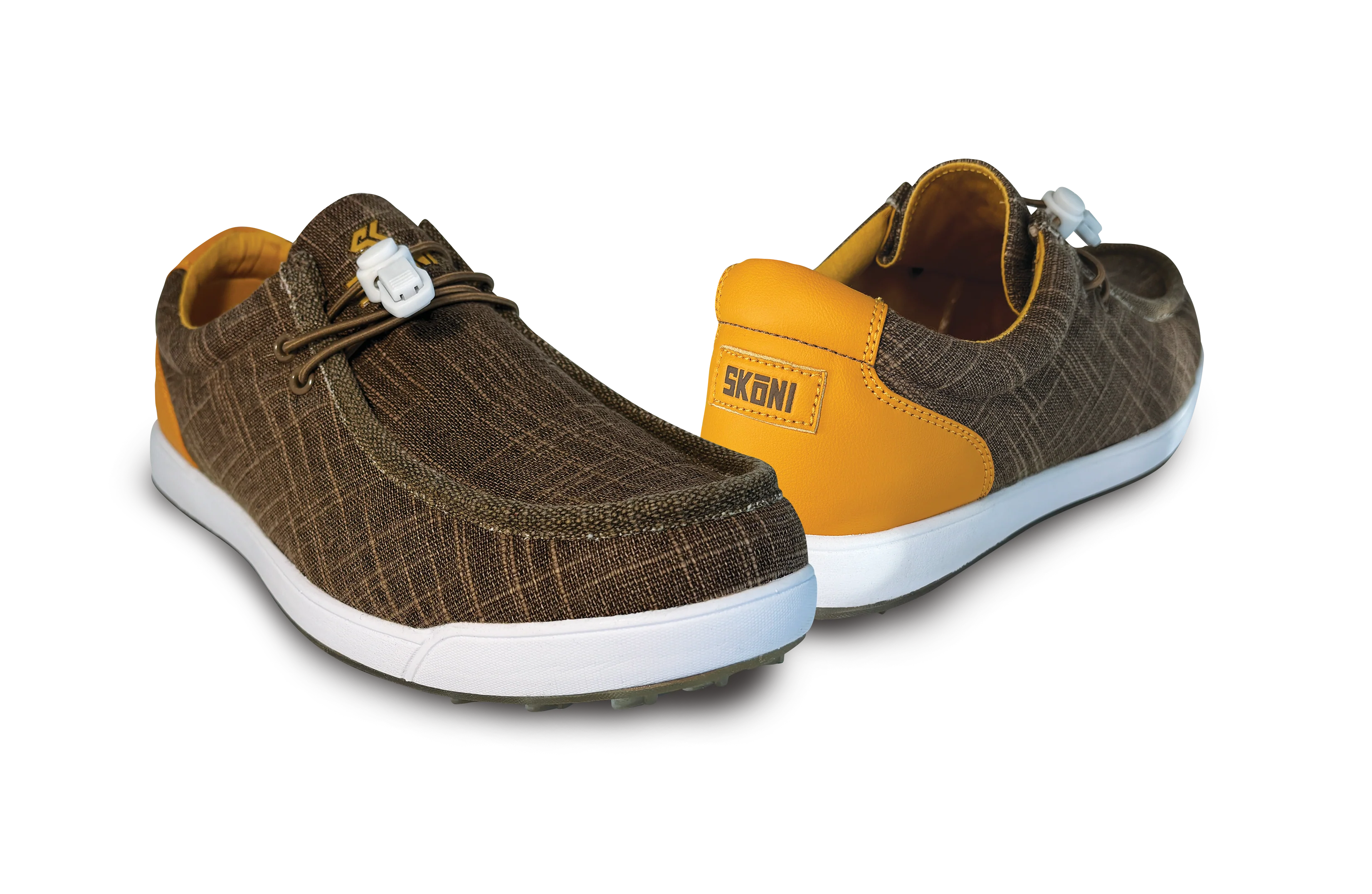 SKŌNI Men's Golf Shoe Waterproof- Brown/Ochre - Image 2