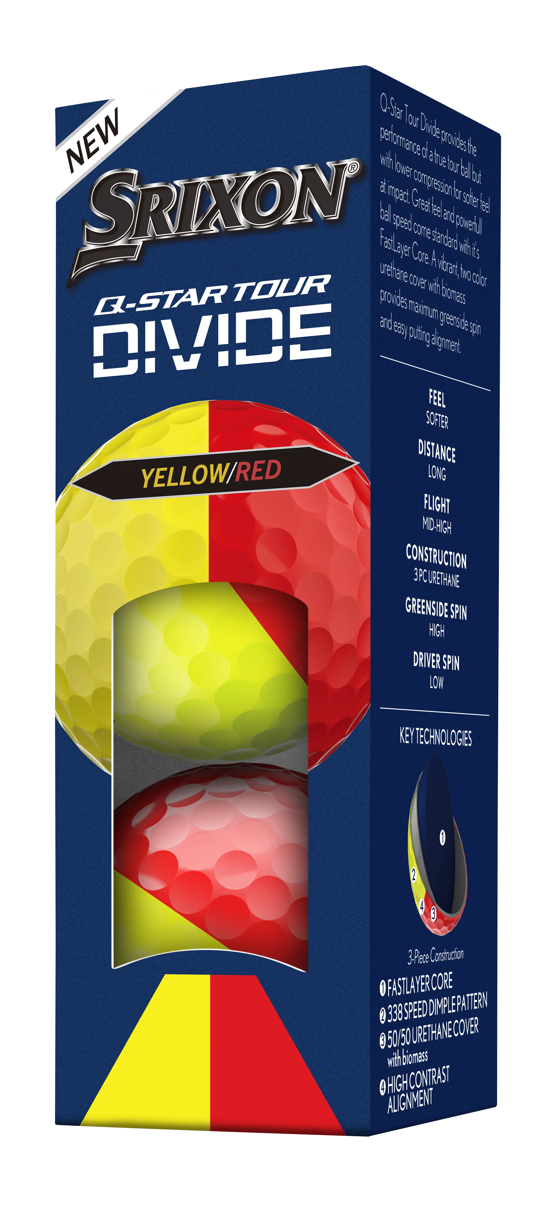 Srixon Q-Star Tour 6 Divide 2026 Yellow/Red Golf Balls - Image 2