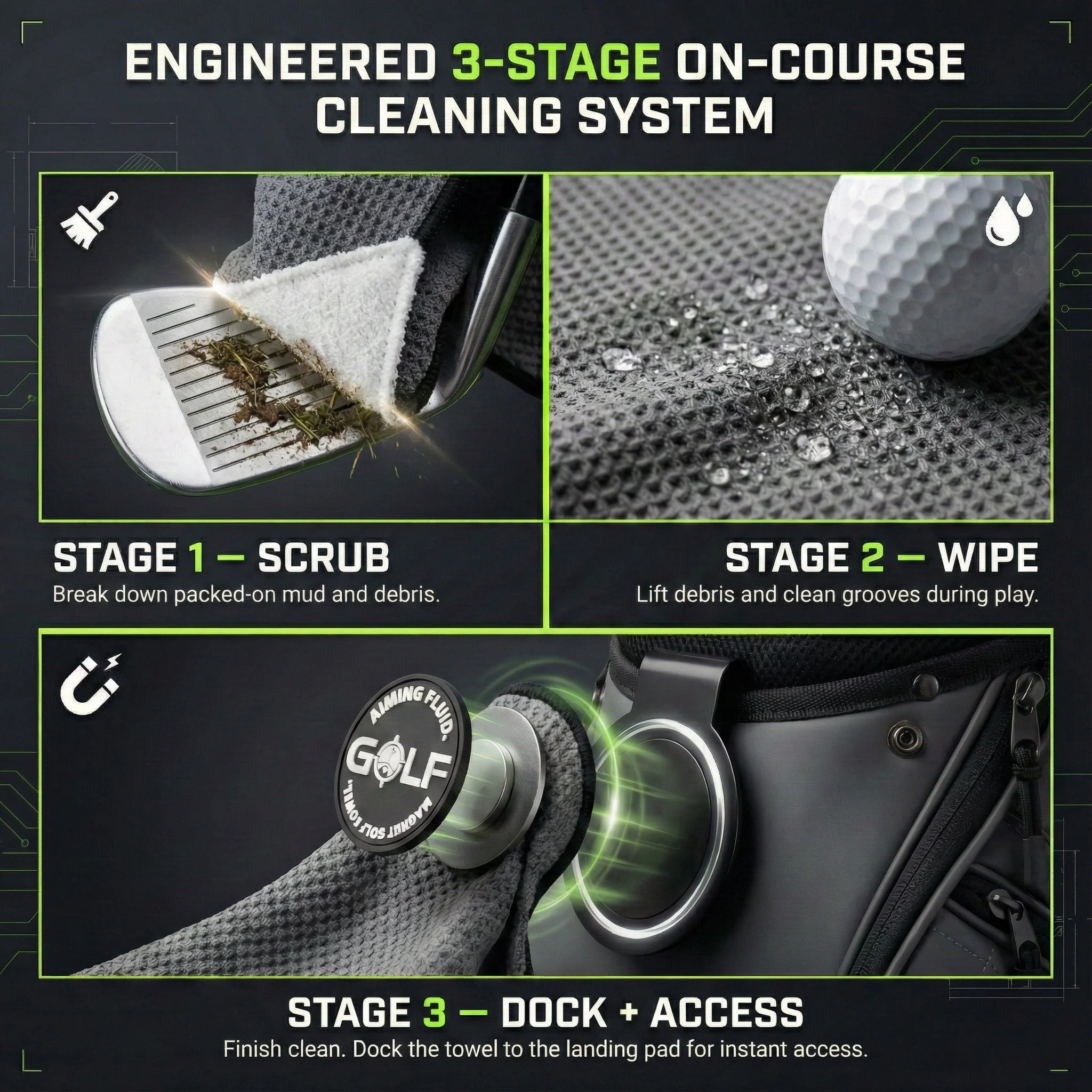 Stubby Magnetic Golf Towel + Landing Pad System - Image 3