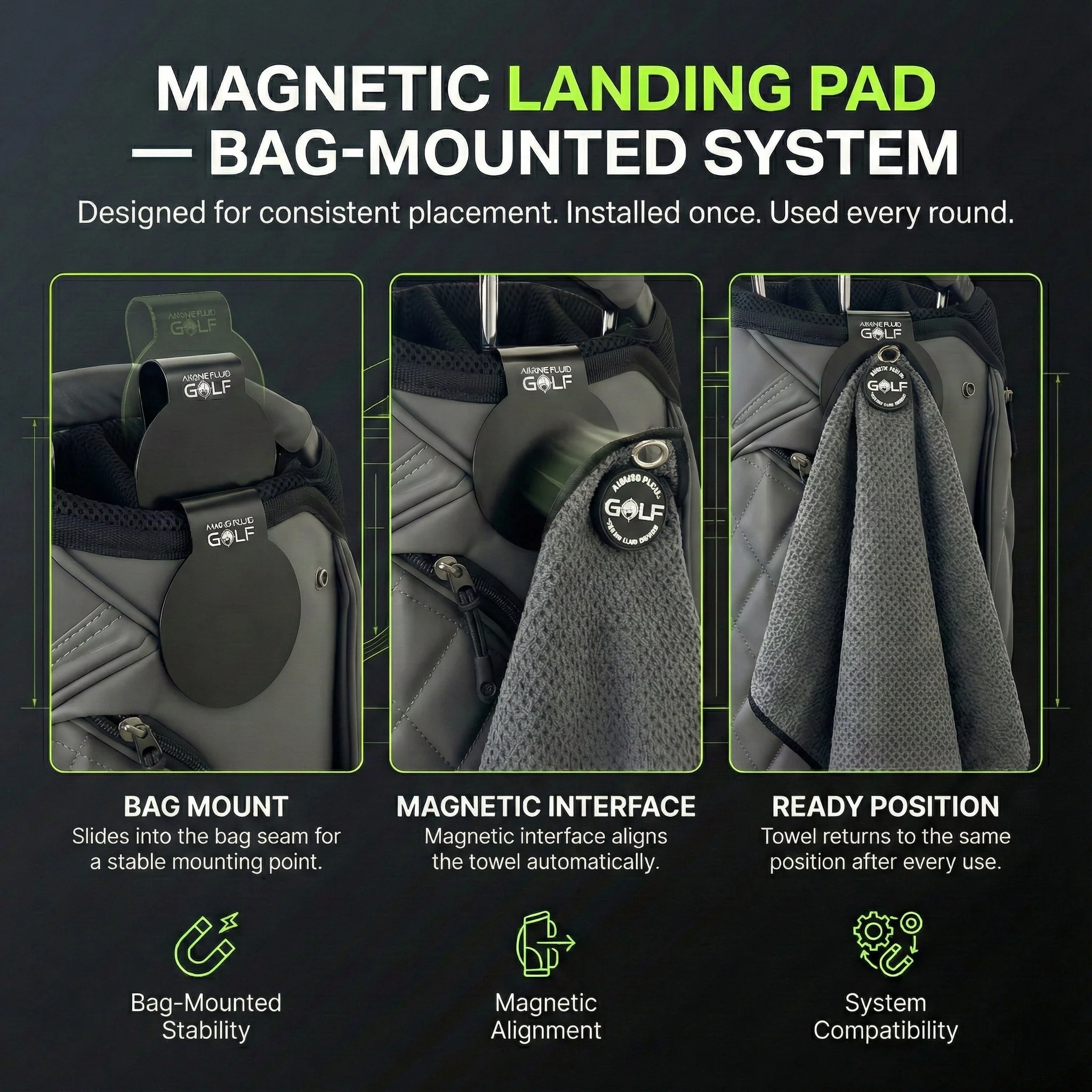 Stubby Magnetic Golf Towel + Landing Pad System - Image 6