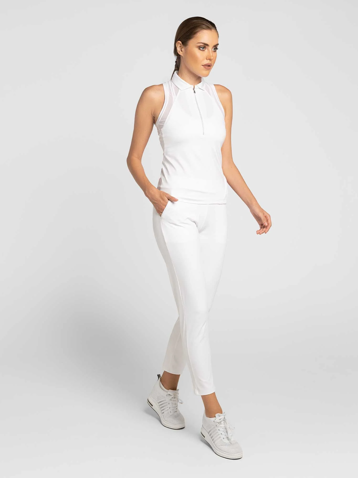 Stylish Women's Golf Pants - Fitted Design with Moisture-Wicking - White - Image 5