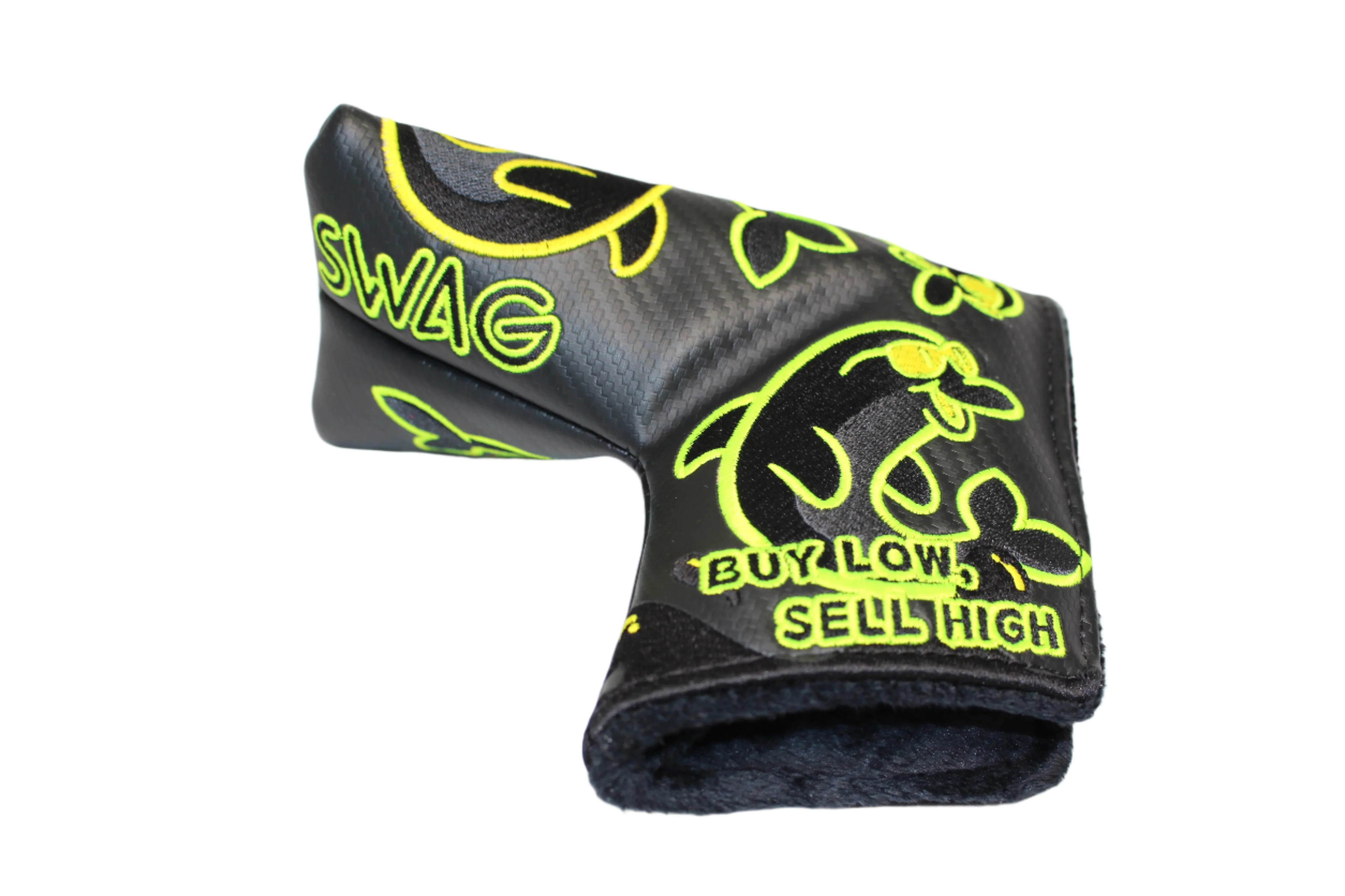 Swag Golf - Flipper Yellow Buy Low Sell High *opened, no bag* Blade Putter Headcover - Image 3